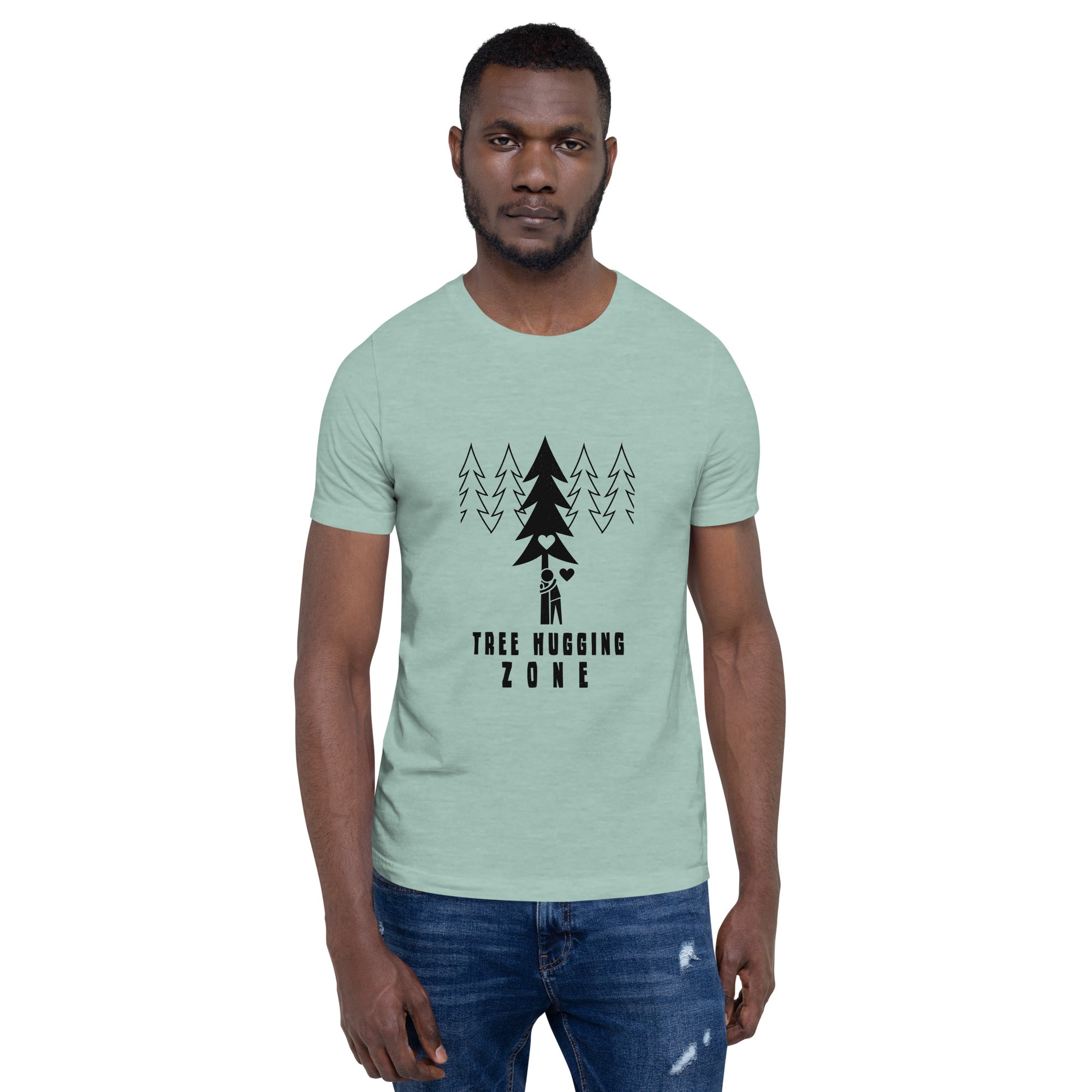 Unisex t-shirt Tree hugging zone on light heather colors