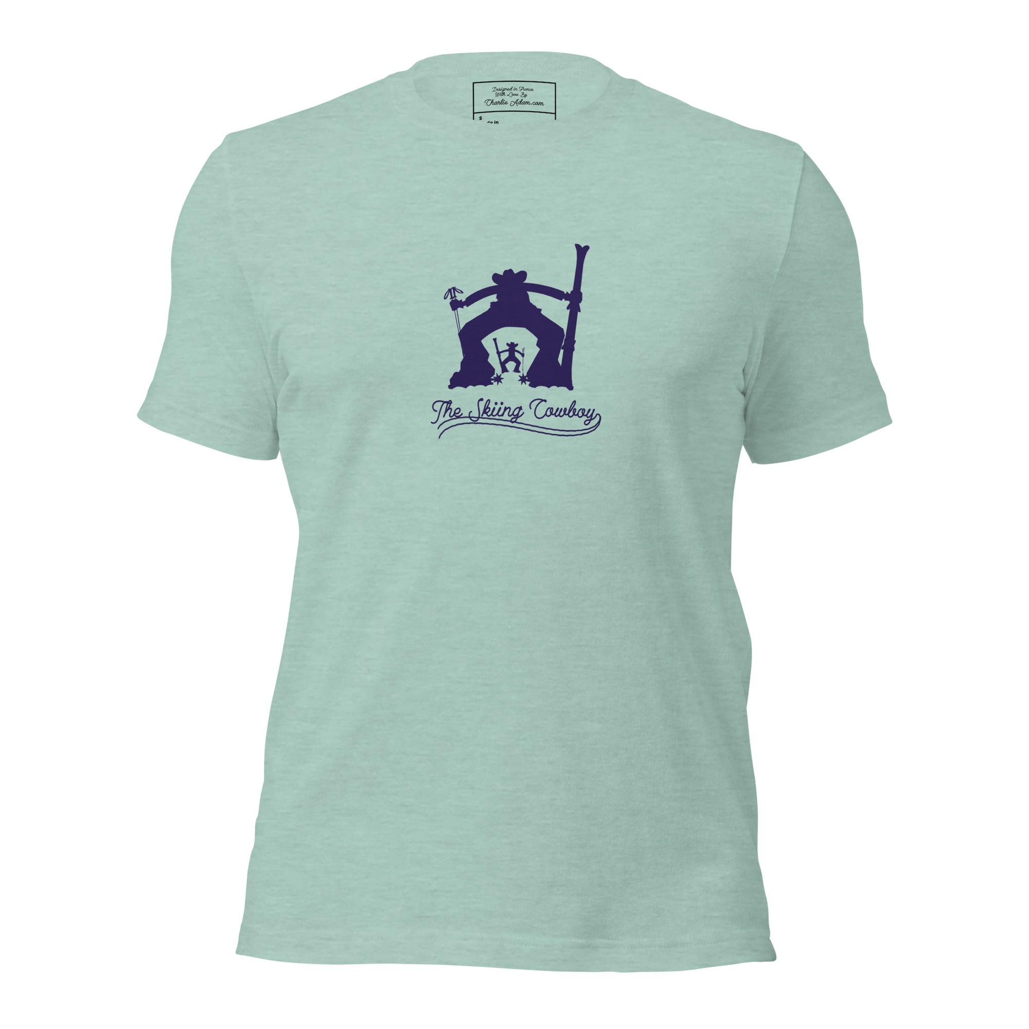T-shirt en coton unisexe Ski Fight at OK Corral Silhouette sur couleurs chinées claires