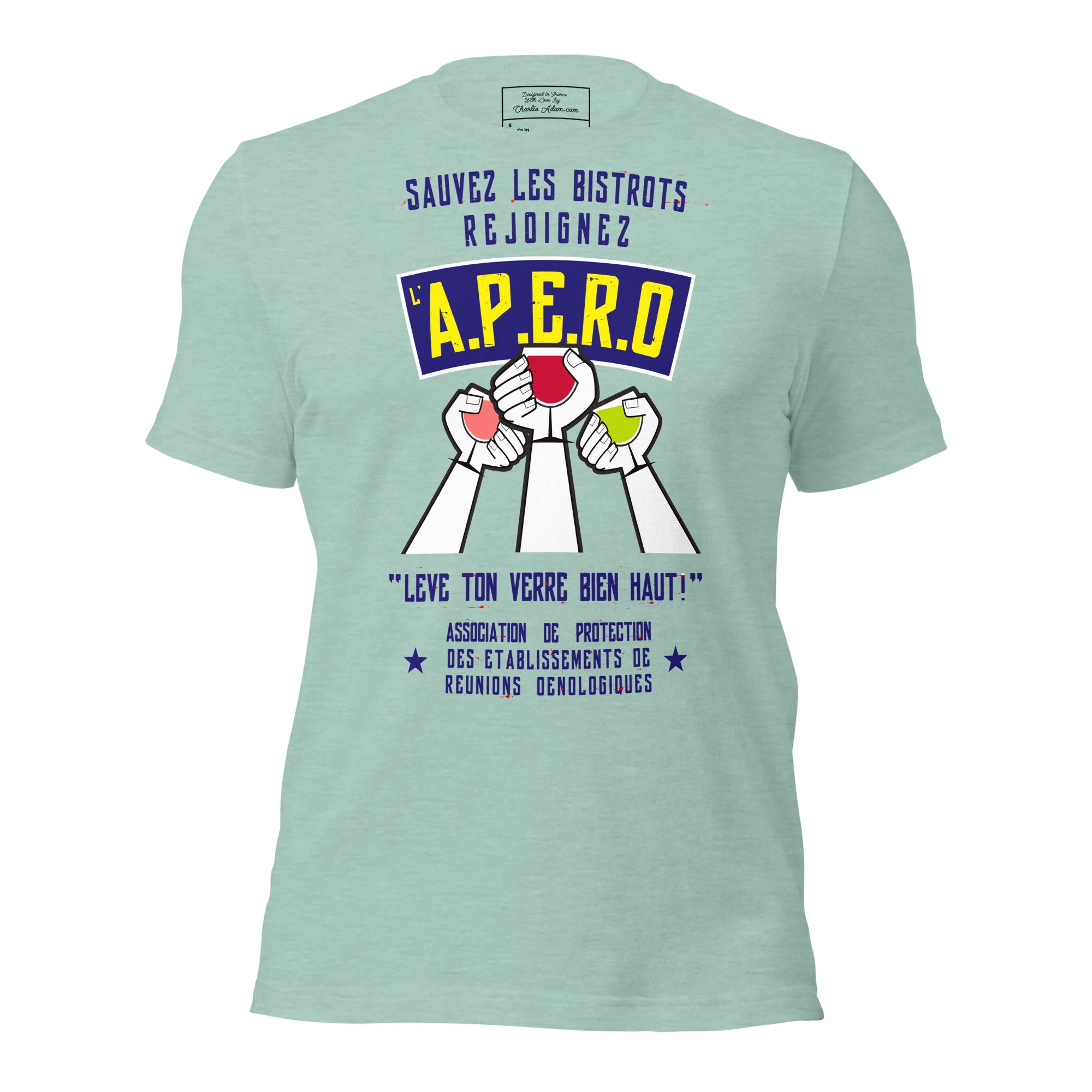 Unisex cotton t-shirt Sauvez les Bistrots, rejoignez l'Apéro on light heather colors