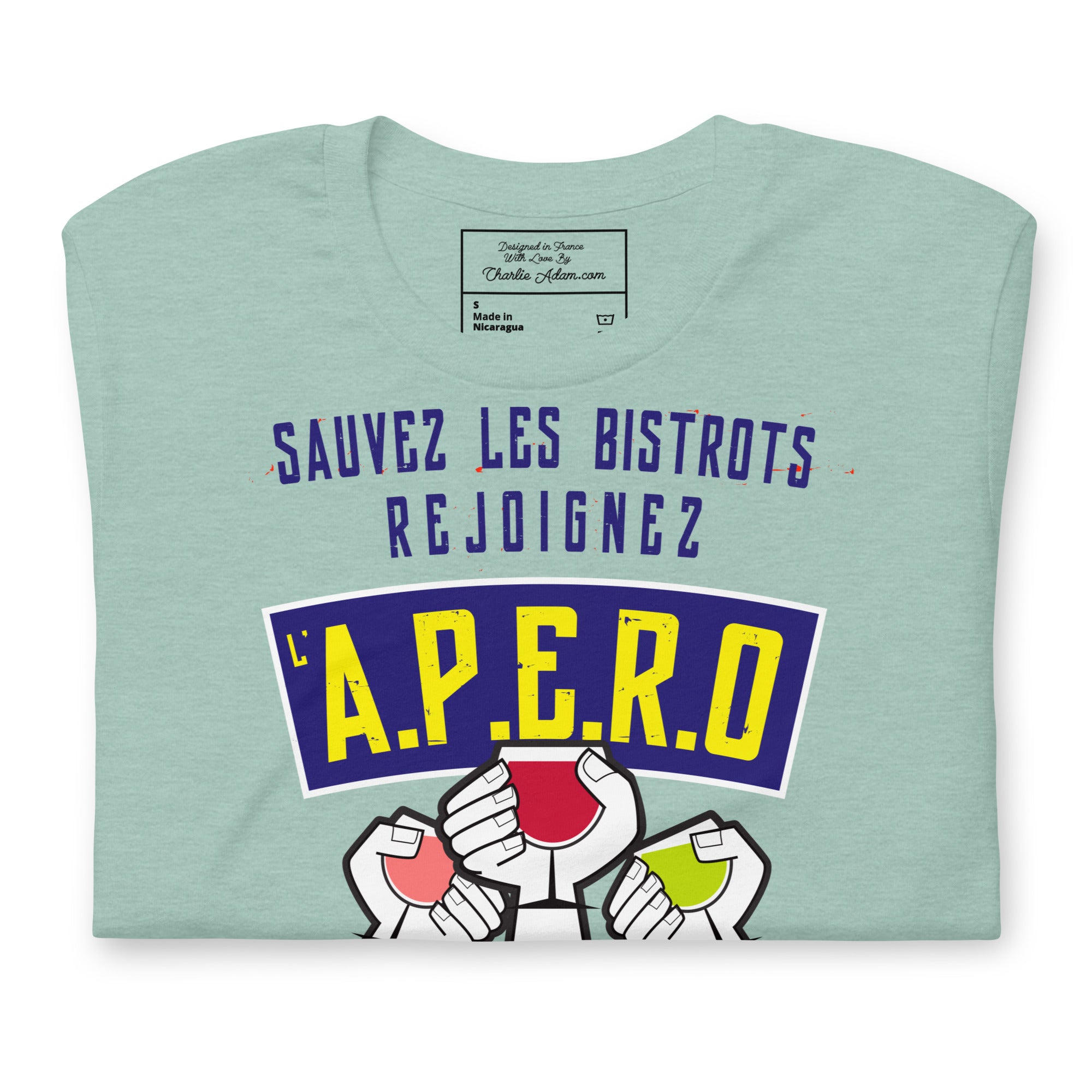 Unisex cotton t-shirt Sauvez les Bistrots, rejoignez l'Apéro on light heather colors