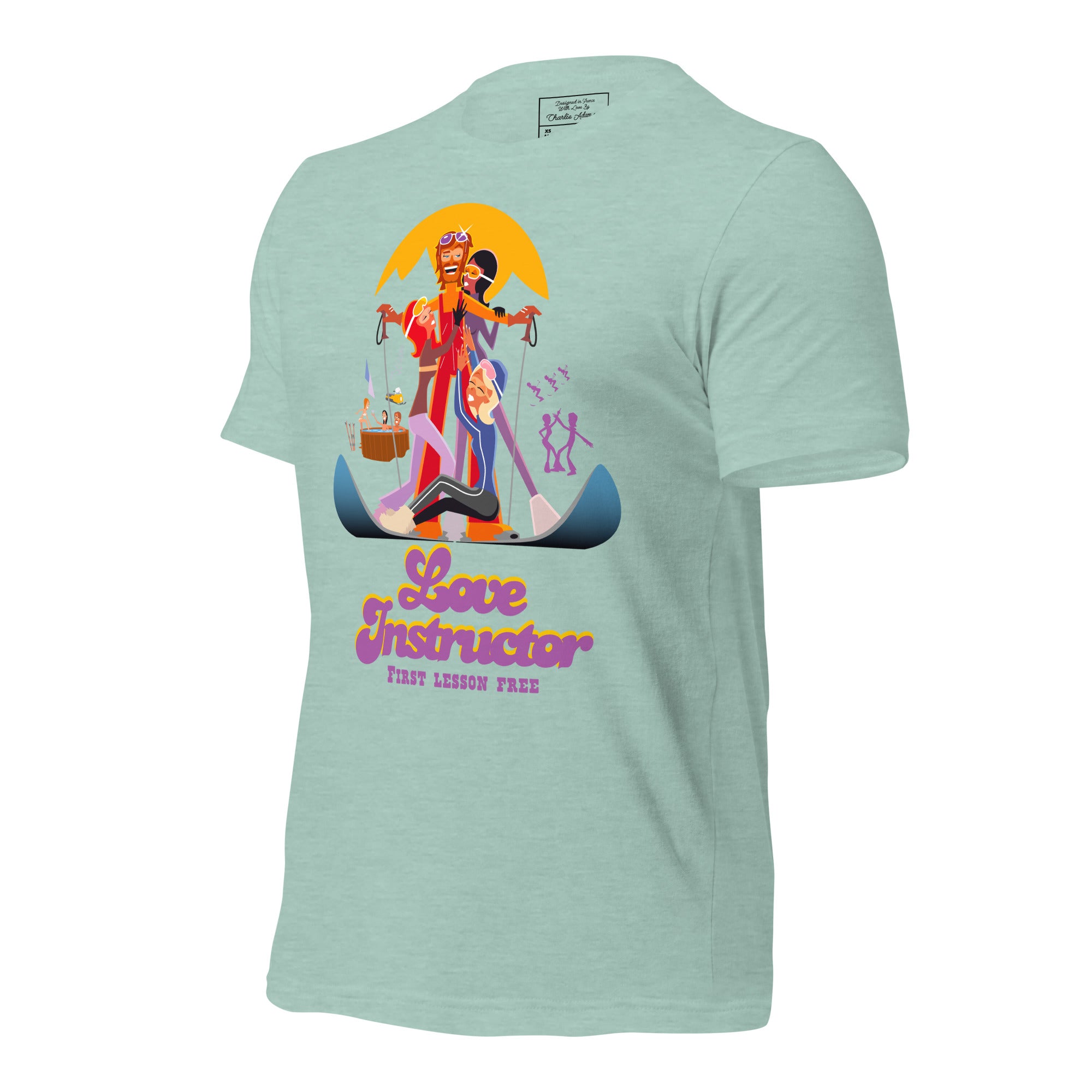 T-shirt en coton unisexe Love instructor First lesson free sur couleurs chinées claires