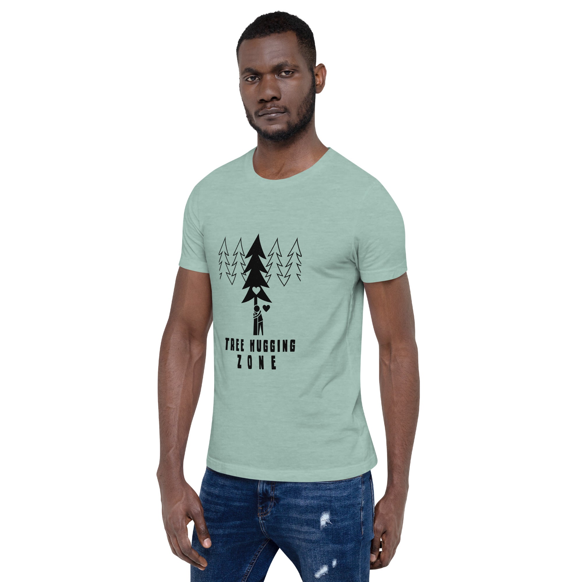 Unisex t-shirt Tree hugging zone on light heather colors
