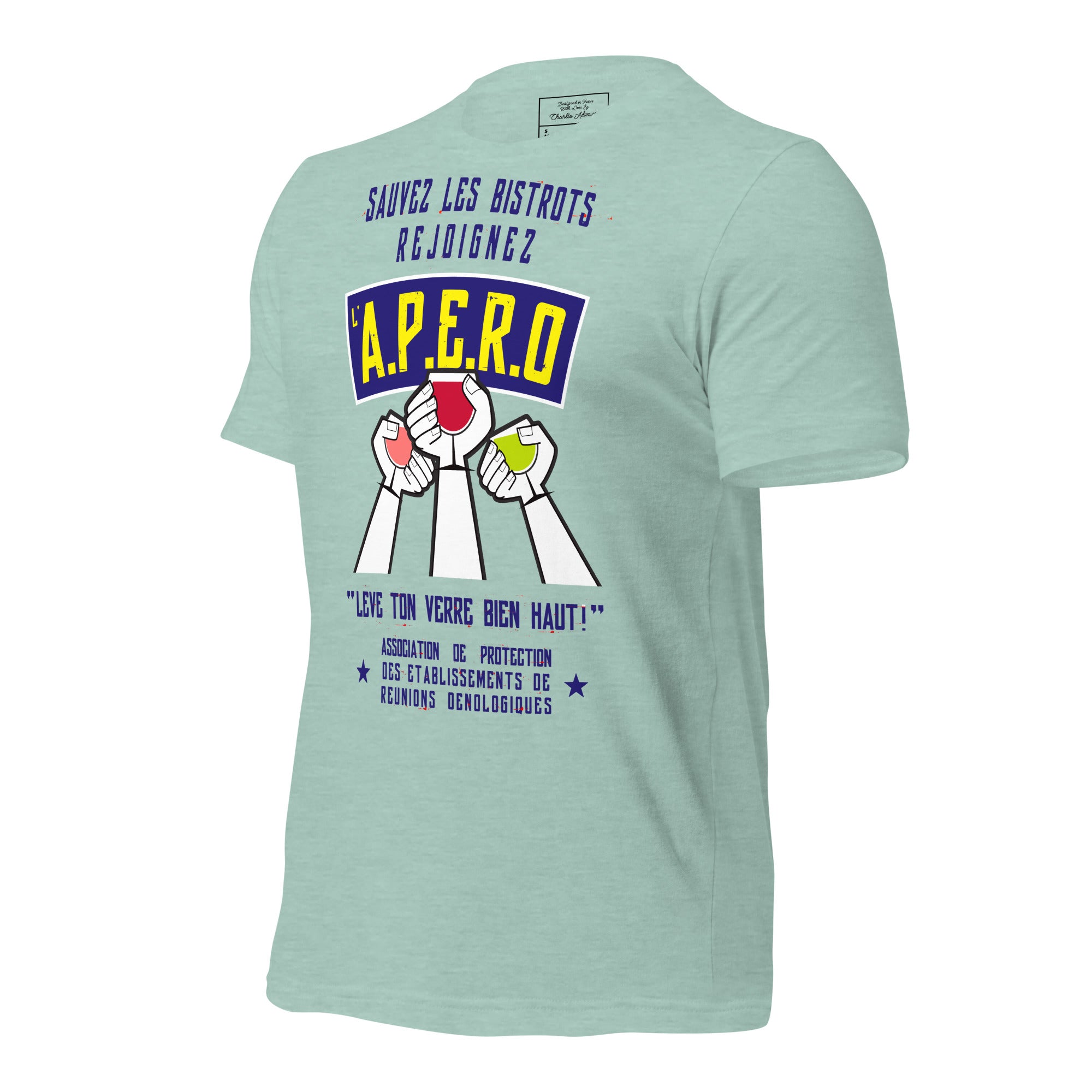 Unisex cotton t-shirt Sauvez les Bistrots, rejoignez l'Apéro on light heather colors