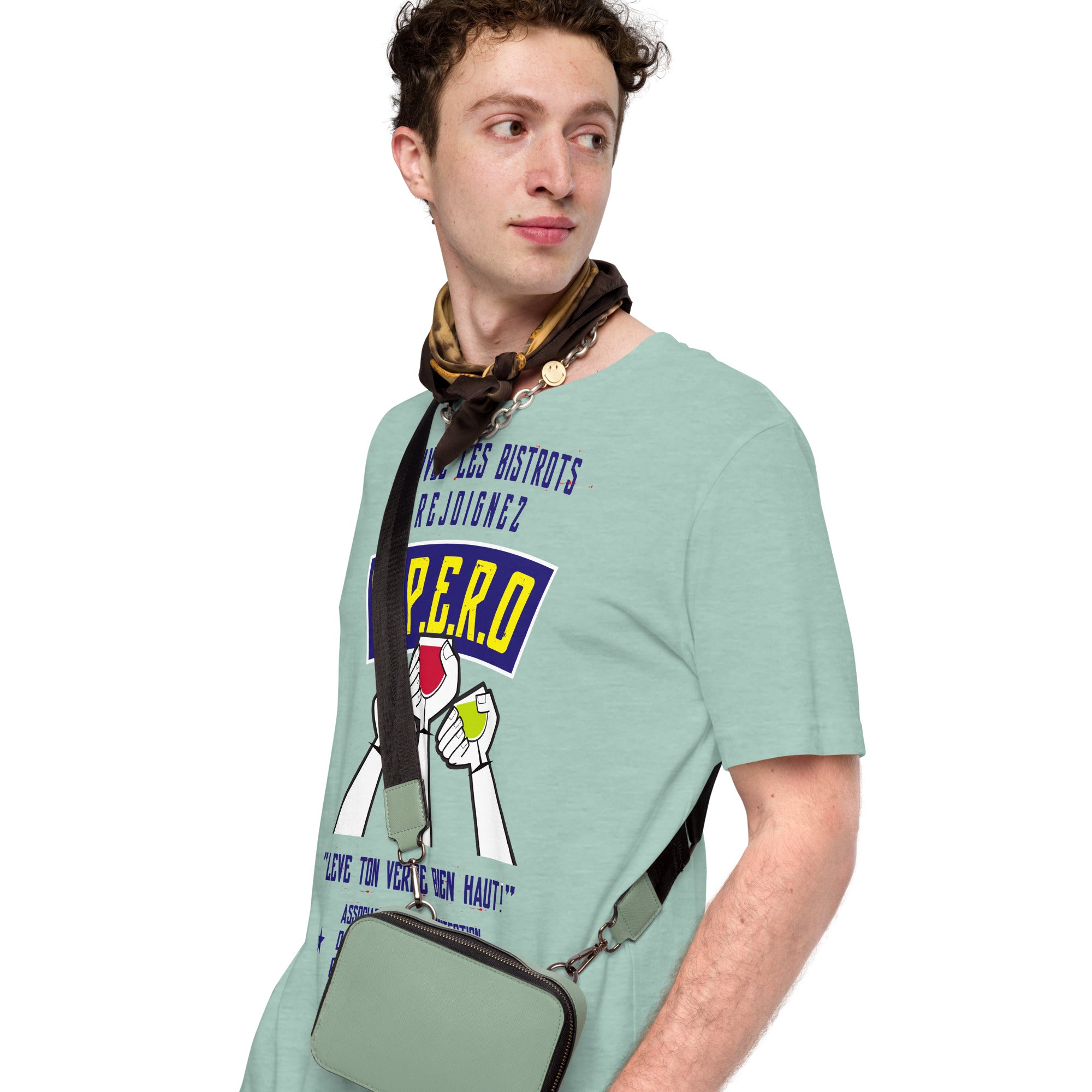 Unisex cotton t-shirt Sauvez les Bistrots, rejoignez l'Apéro on light heather colors