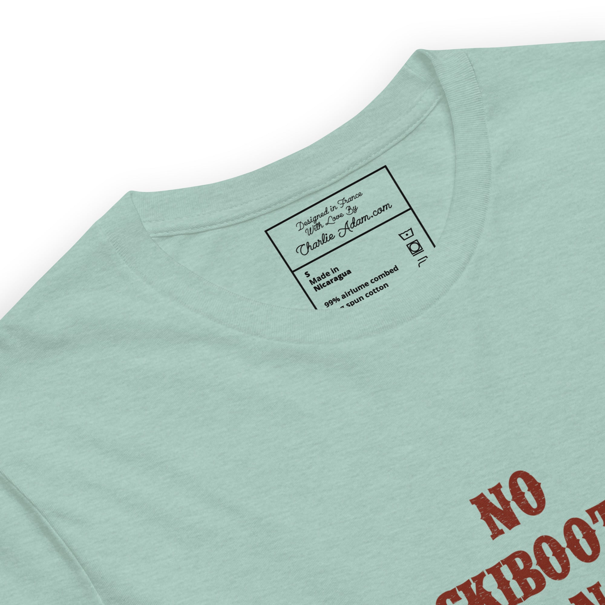 T-shirt en coton unisexe No Skiboots on Dancefloor sur couleurs chinées claires