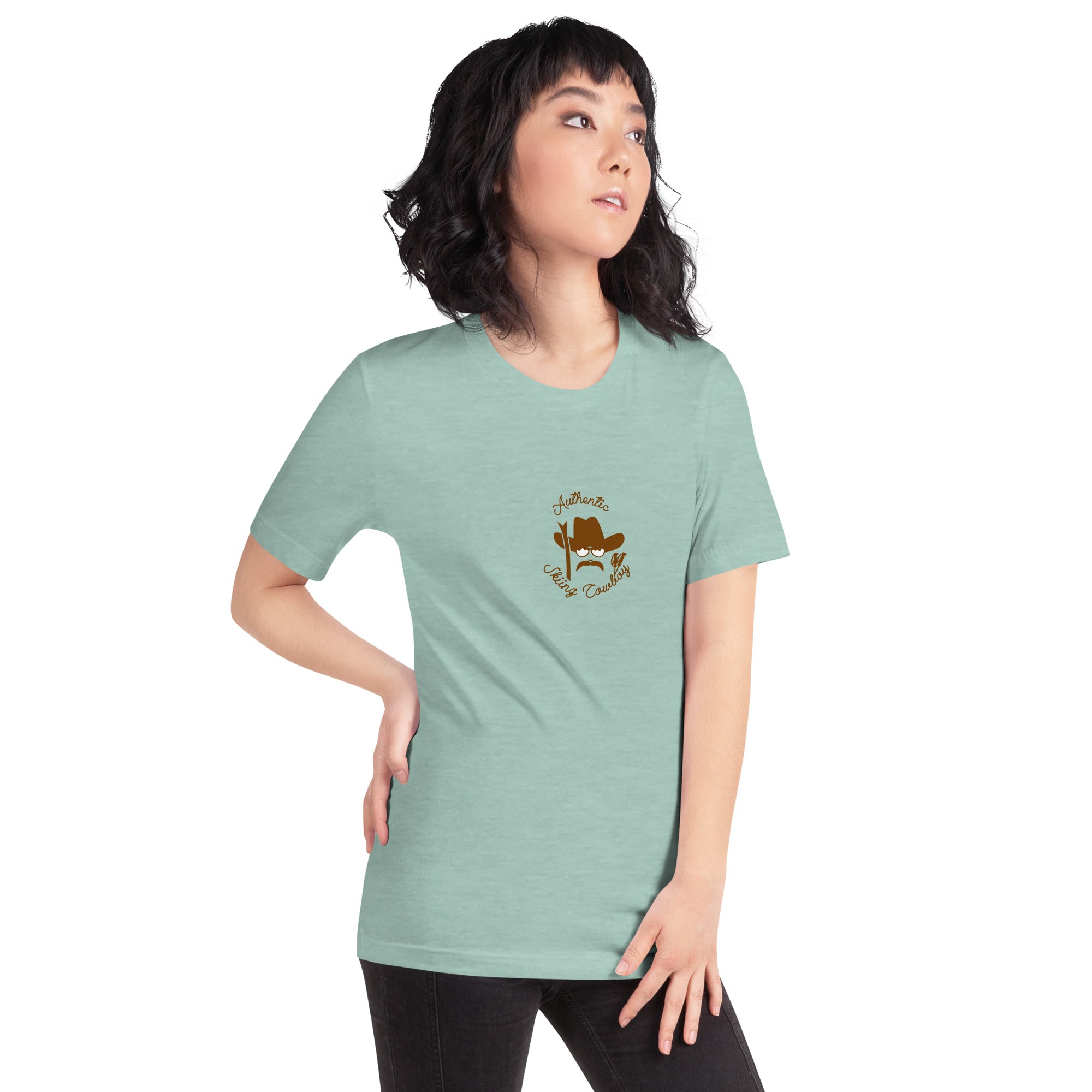 Unisex t-shirt Authentic Skiing Cowboy on heather colors