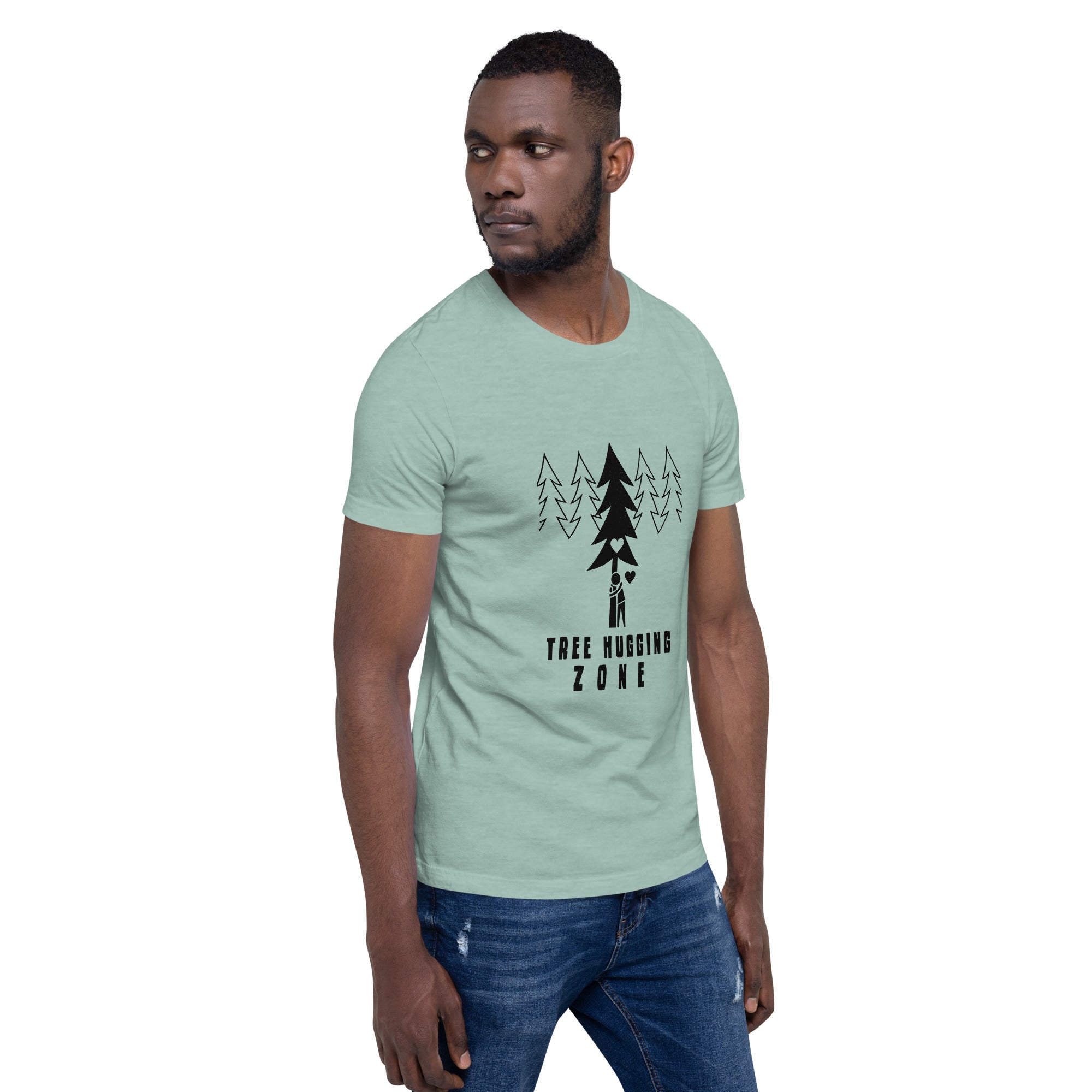 Unisex t-shirt Tree hugging zone on light heather colors