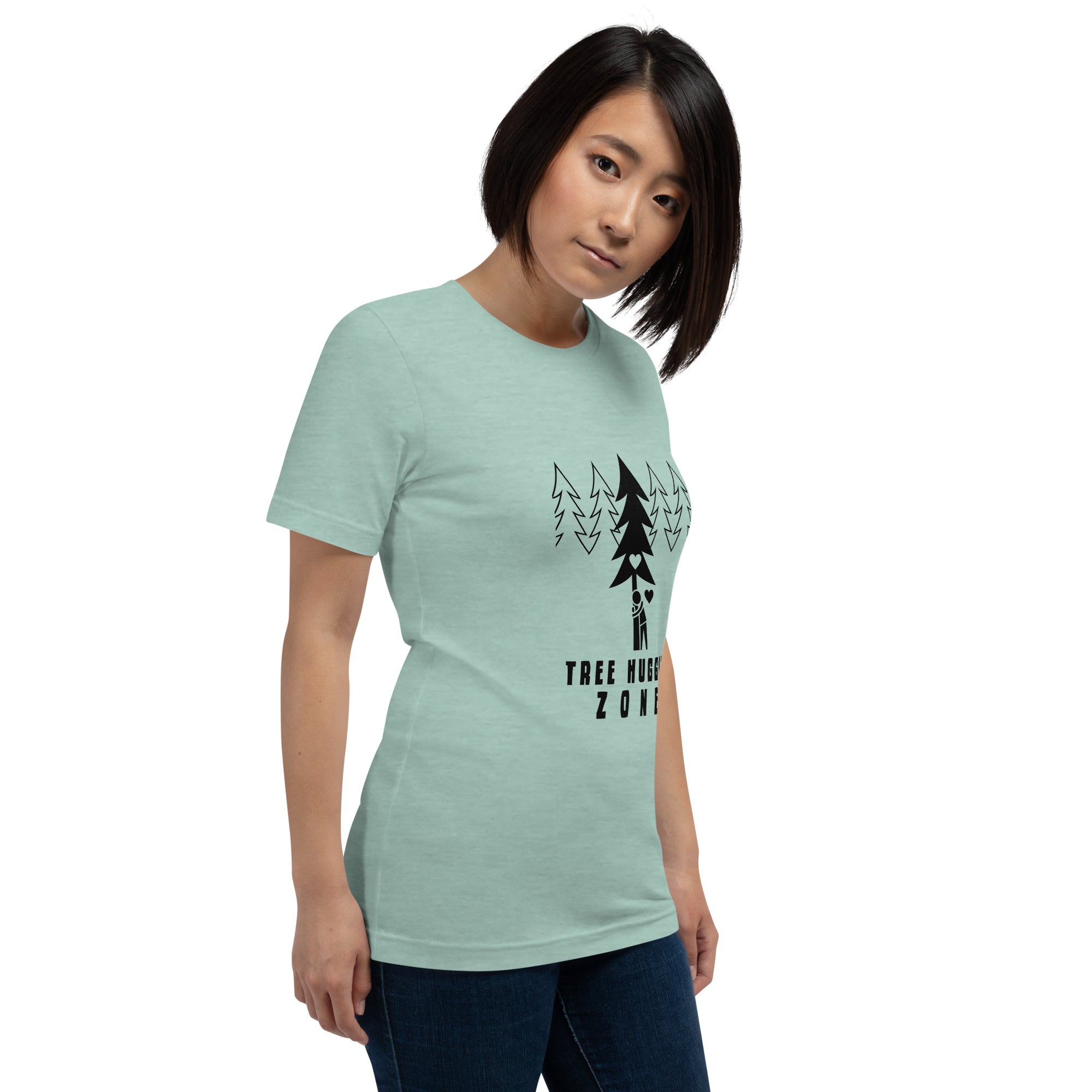 Unisex t-shirt Tree hugging zone on light heather colors
