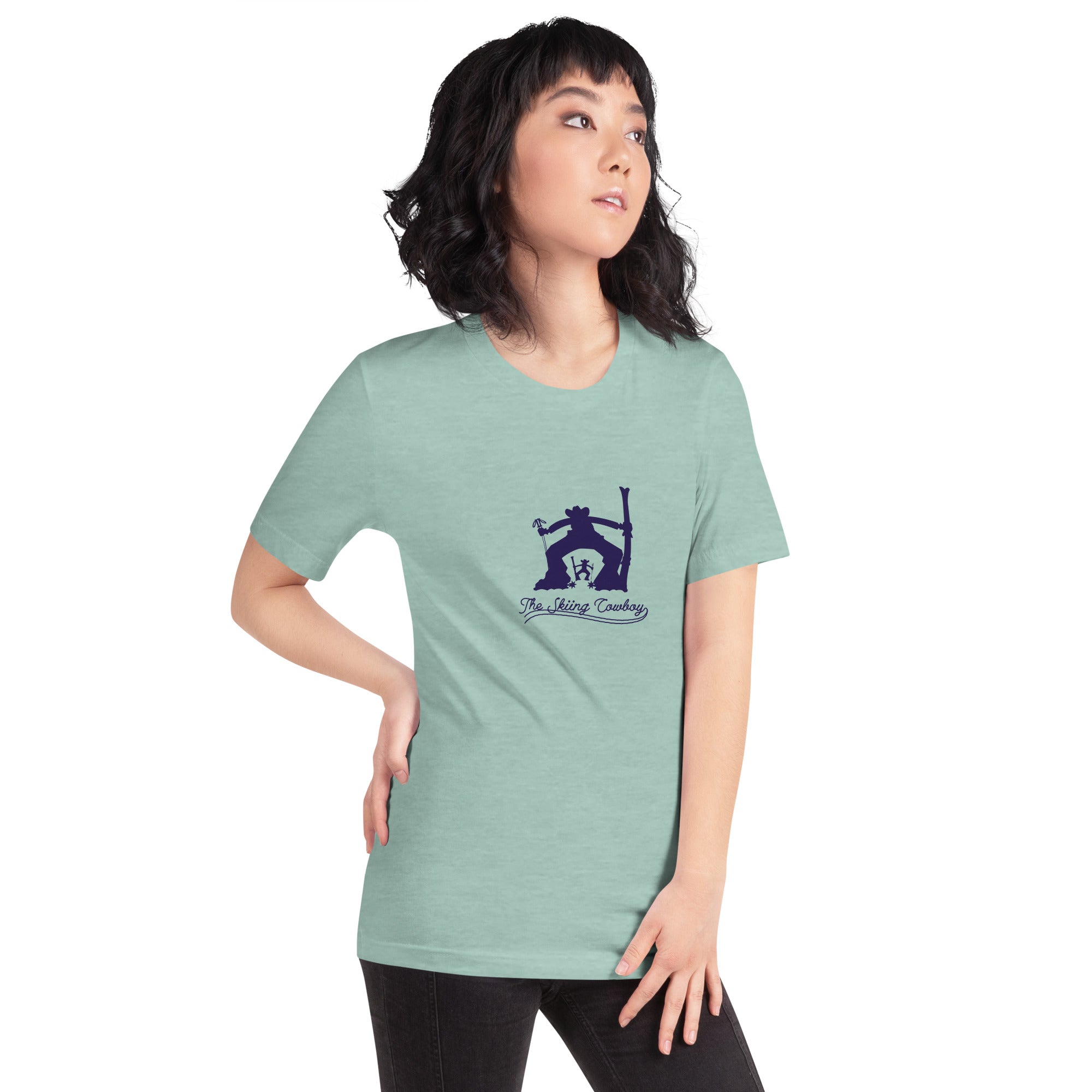 T-shirt en coton unisexe Ski Fight at OK Corral Silhouette sur couleurs chinées claires