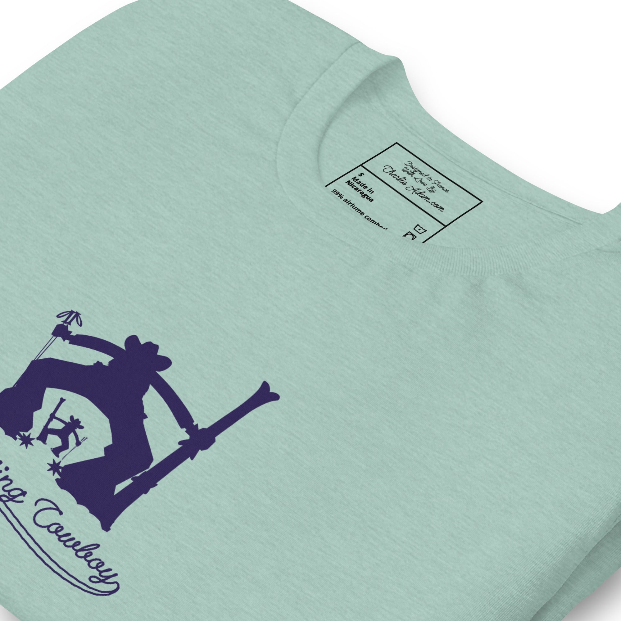 T-shirt en coton unisexe Ski Fight at OK Corral Silhouette sur couleurs chinées claires