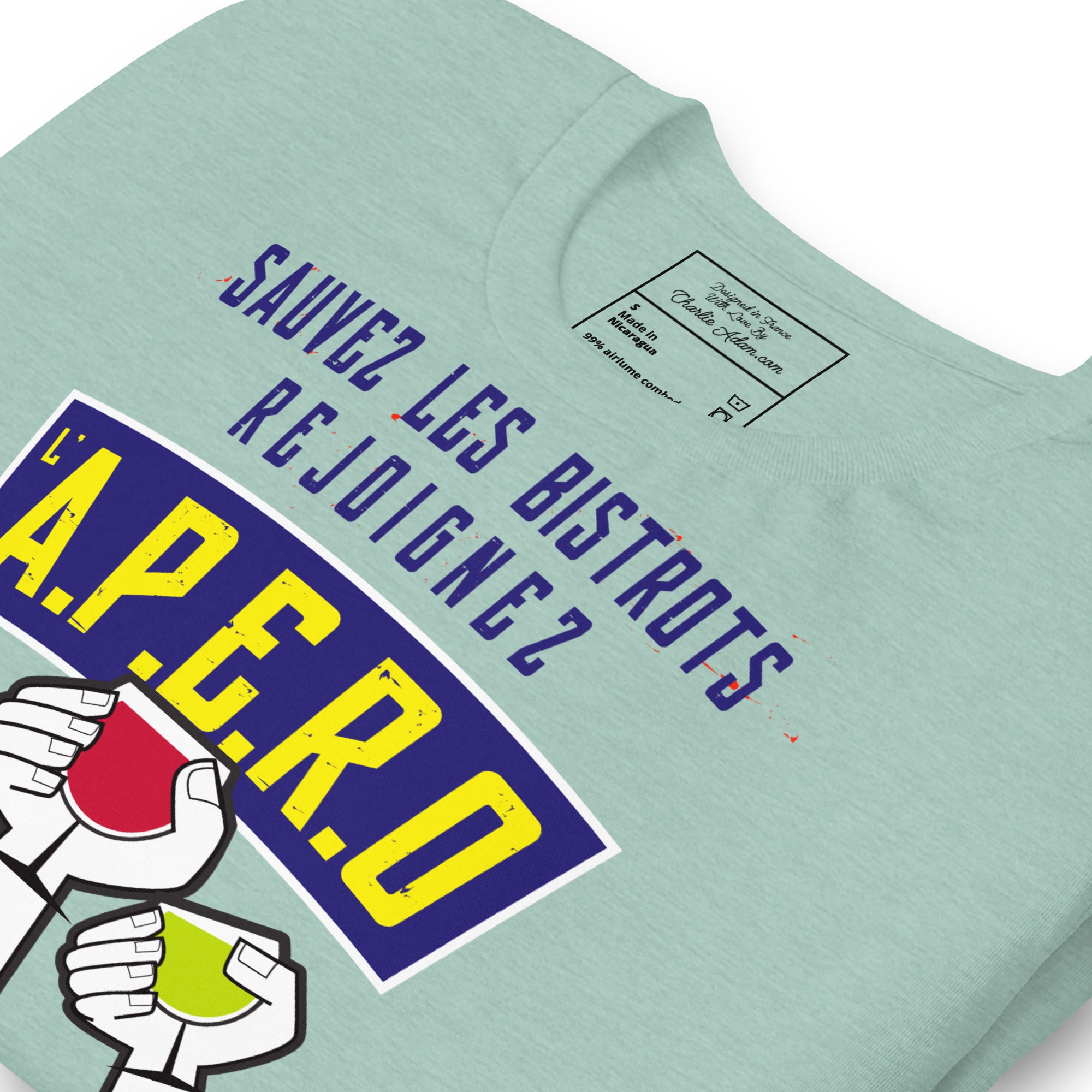 Unisex cotton t-shirt Sauvez les Bistrots, rejoignez l'Apéro on light heather colors