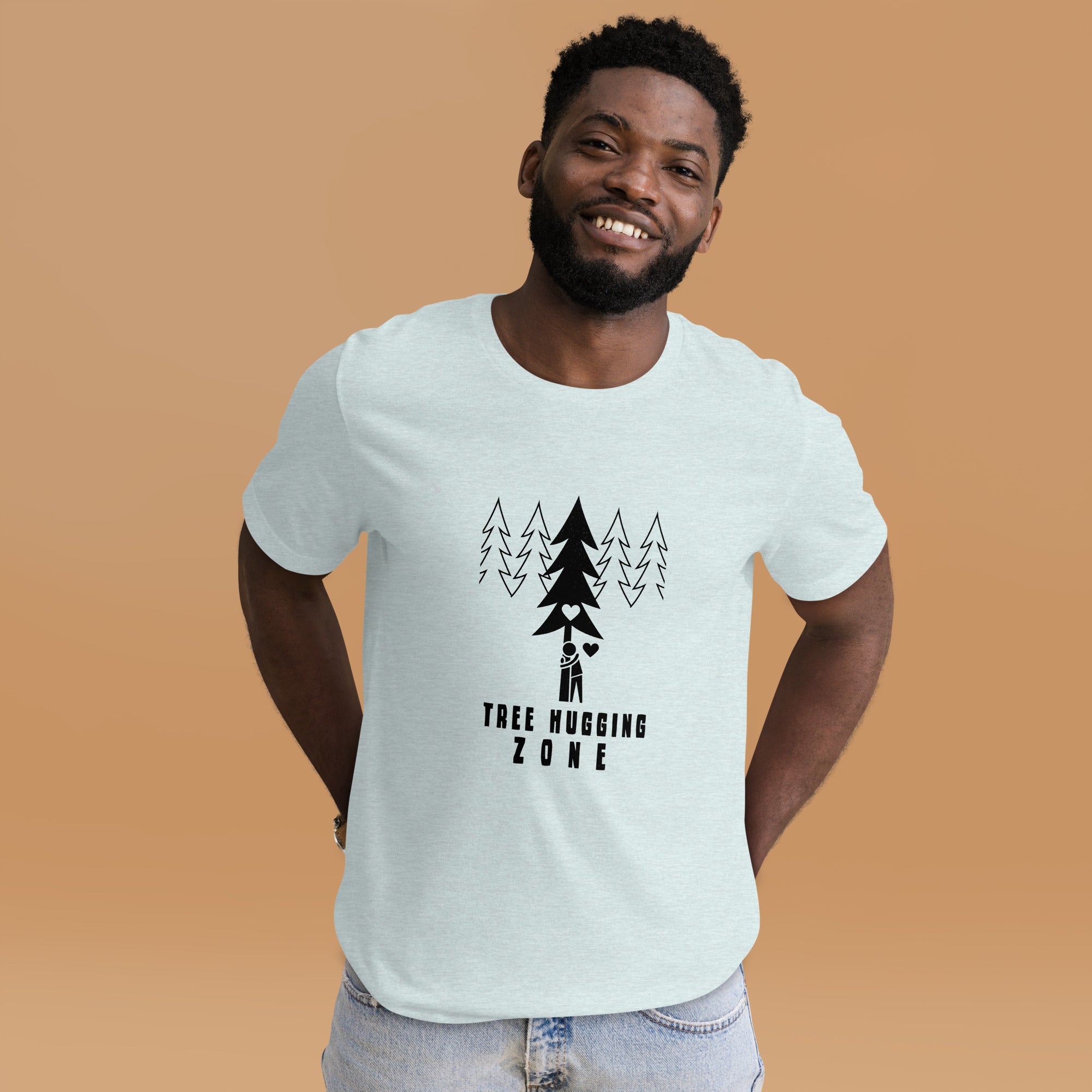 Unisex t-shirt Tree hugging zone on light heather colors
