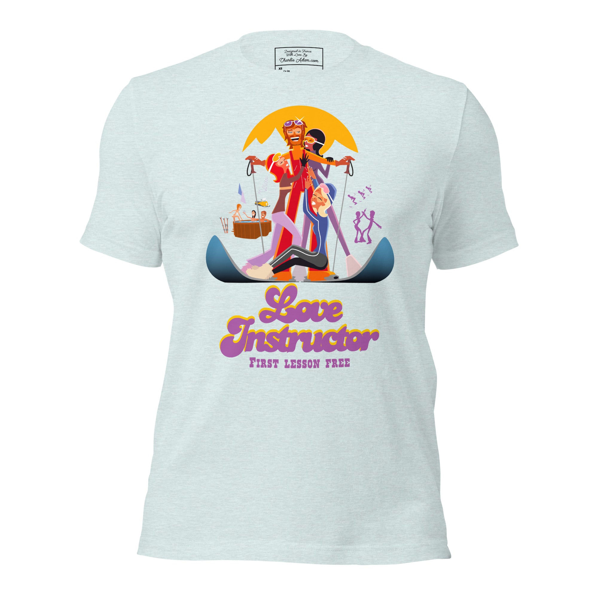 T-shirt en coton unisexe Love instructor First lesson free sur couleurs chinées claires