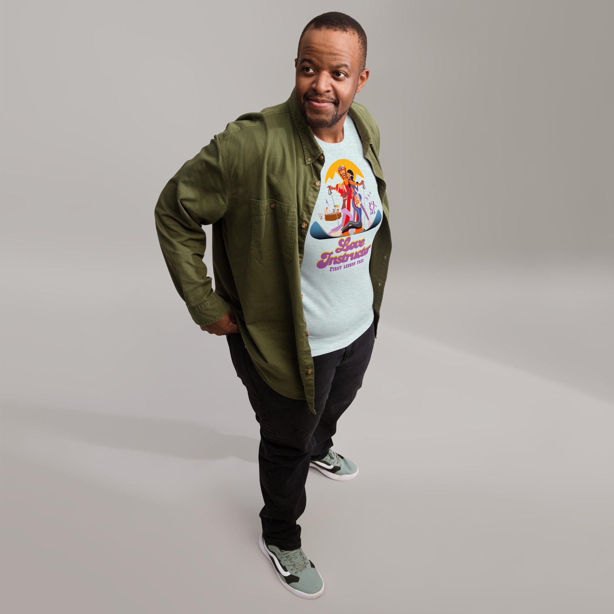 T-shirt en coton unisexe Love instructor First lesson free sur couleurs chinées claires