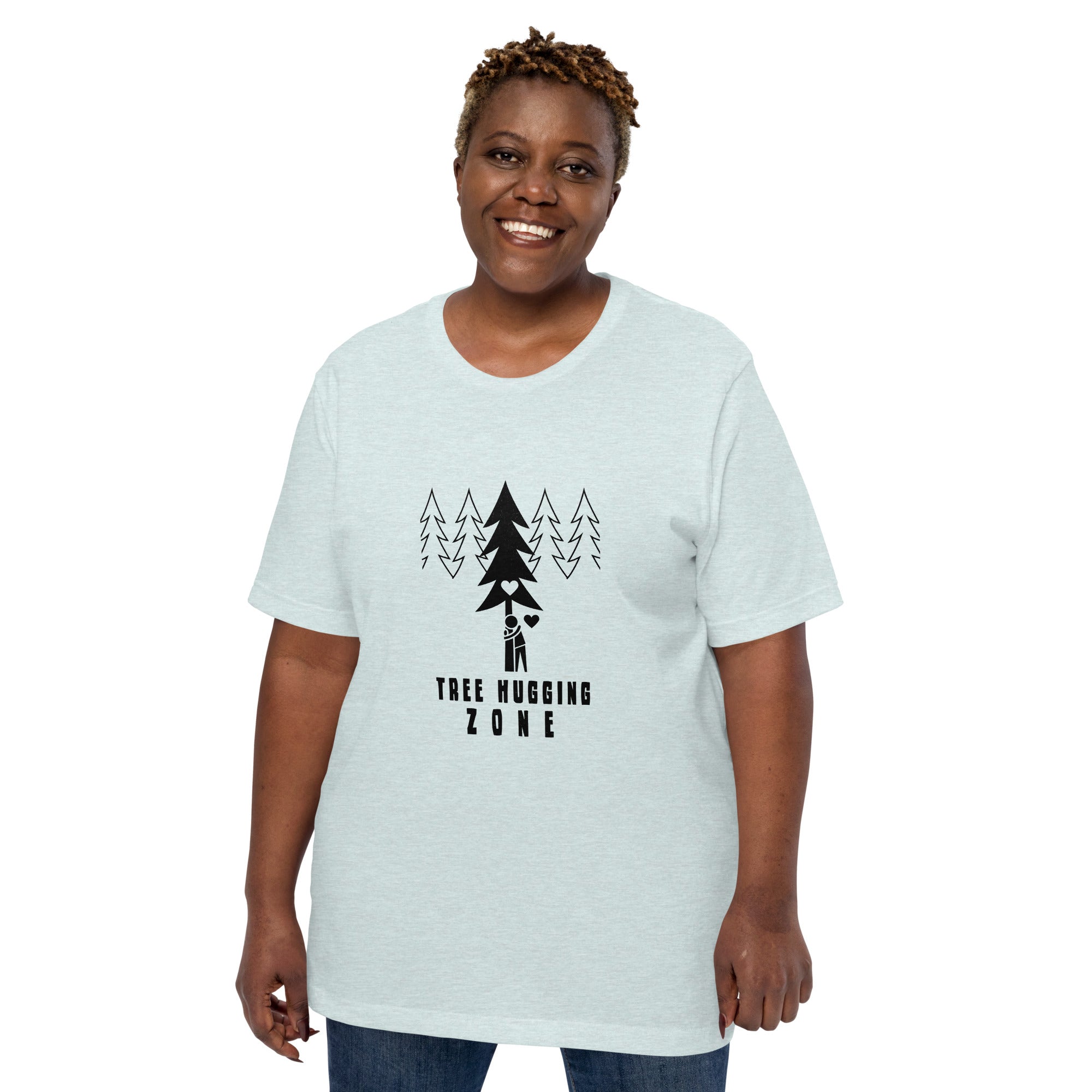 Unisex t-shirt Tree hugging zone on light heather colors