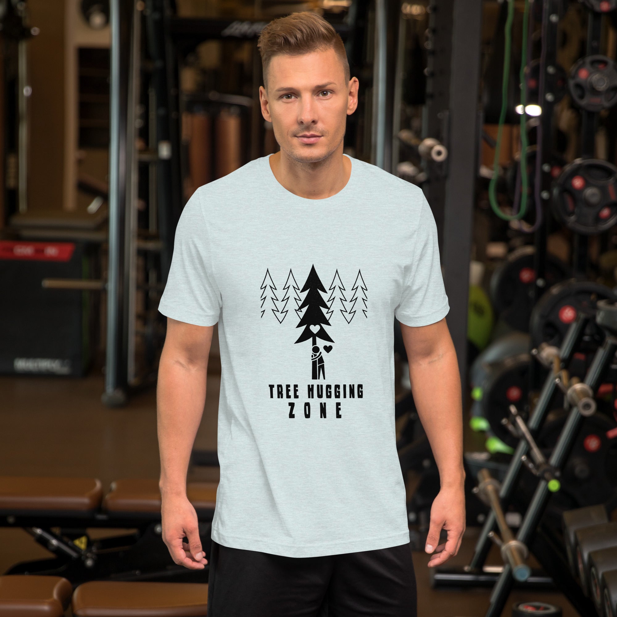 Unisex t-shirt Tree hugging zone on light heather colors