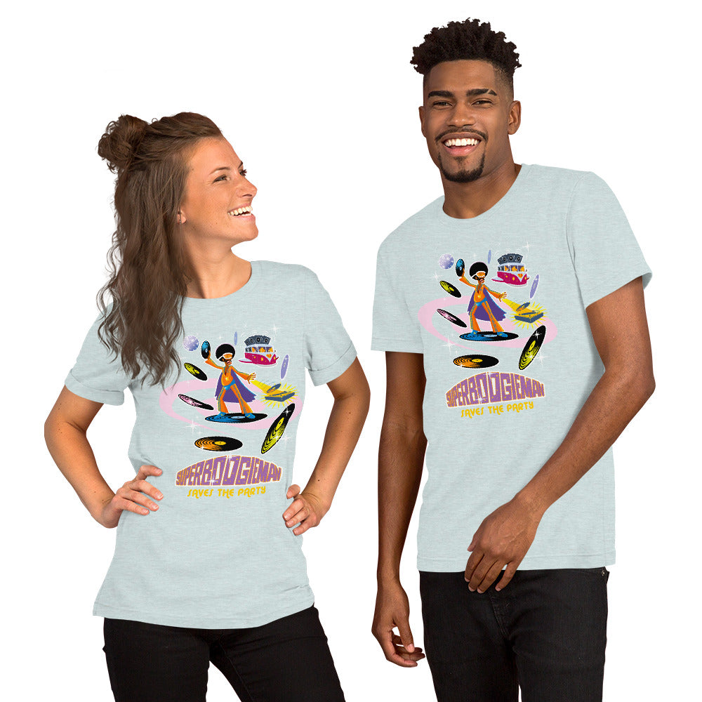 Unisex t-shirt Superboogieman saves the Party on light heather colors