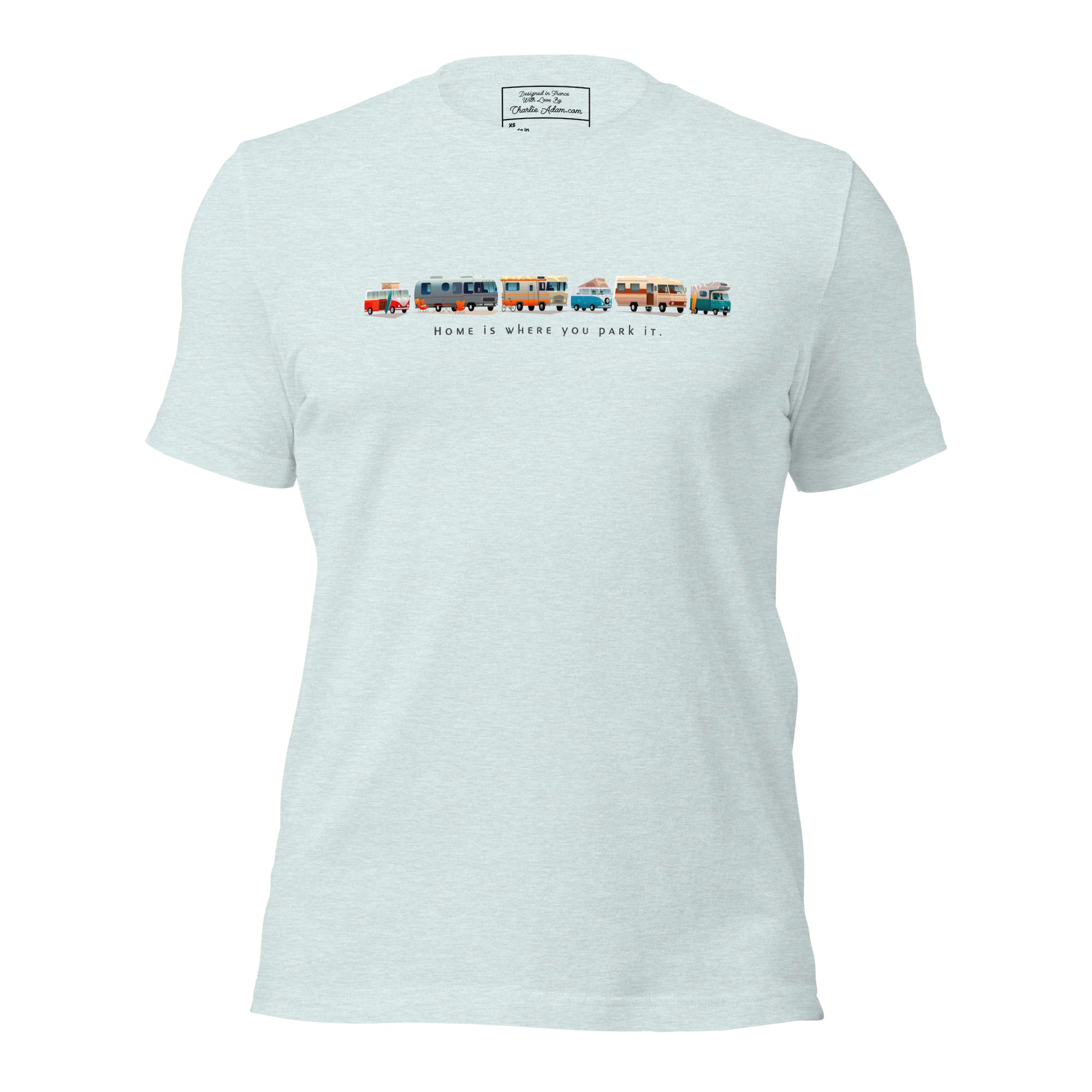 T-shirt en coton unisexe Vintage Campers sur couleurs chinées claires