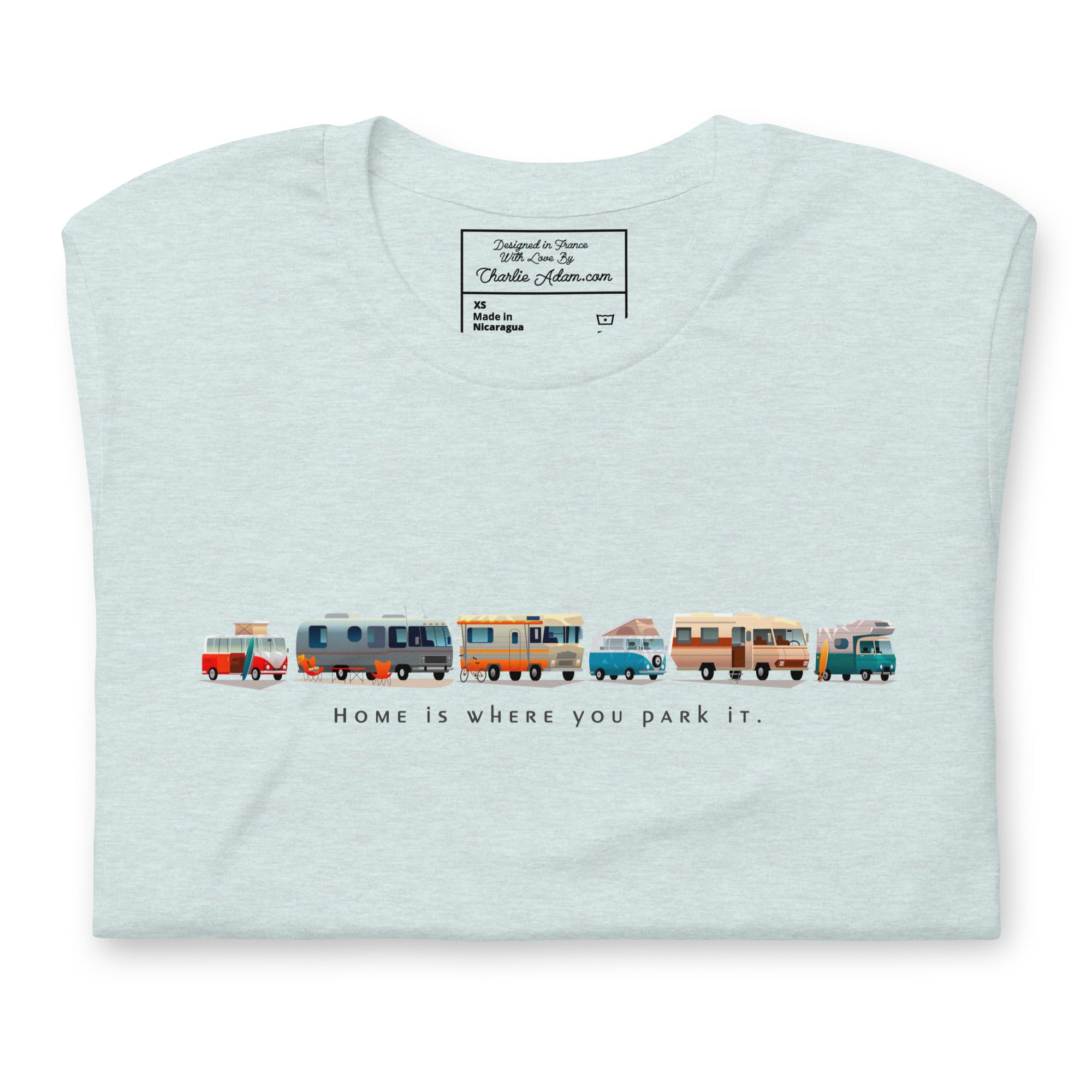 T-shirt en coton unisexe Vintage Campers sur couleurs chinées claires