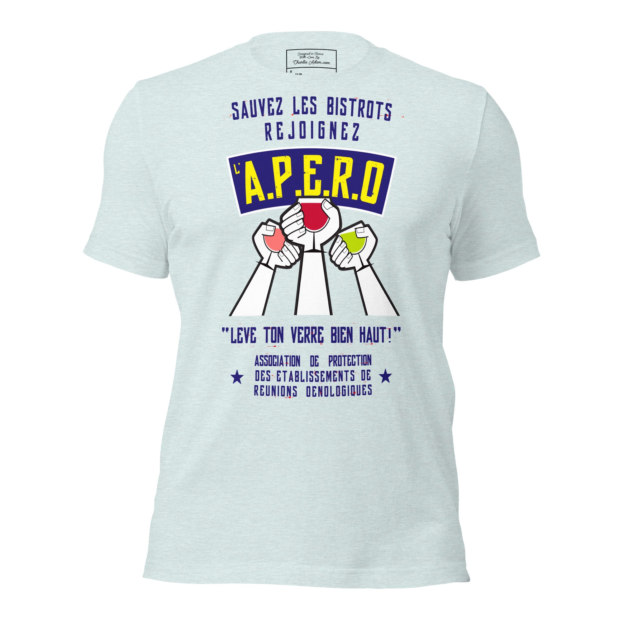 Unisex cotton t-shirt Sauvez les Bistrots, rejoignez l'Apéro on light heather colors