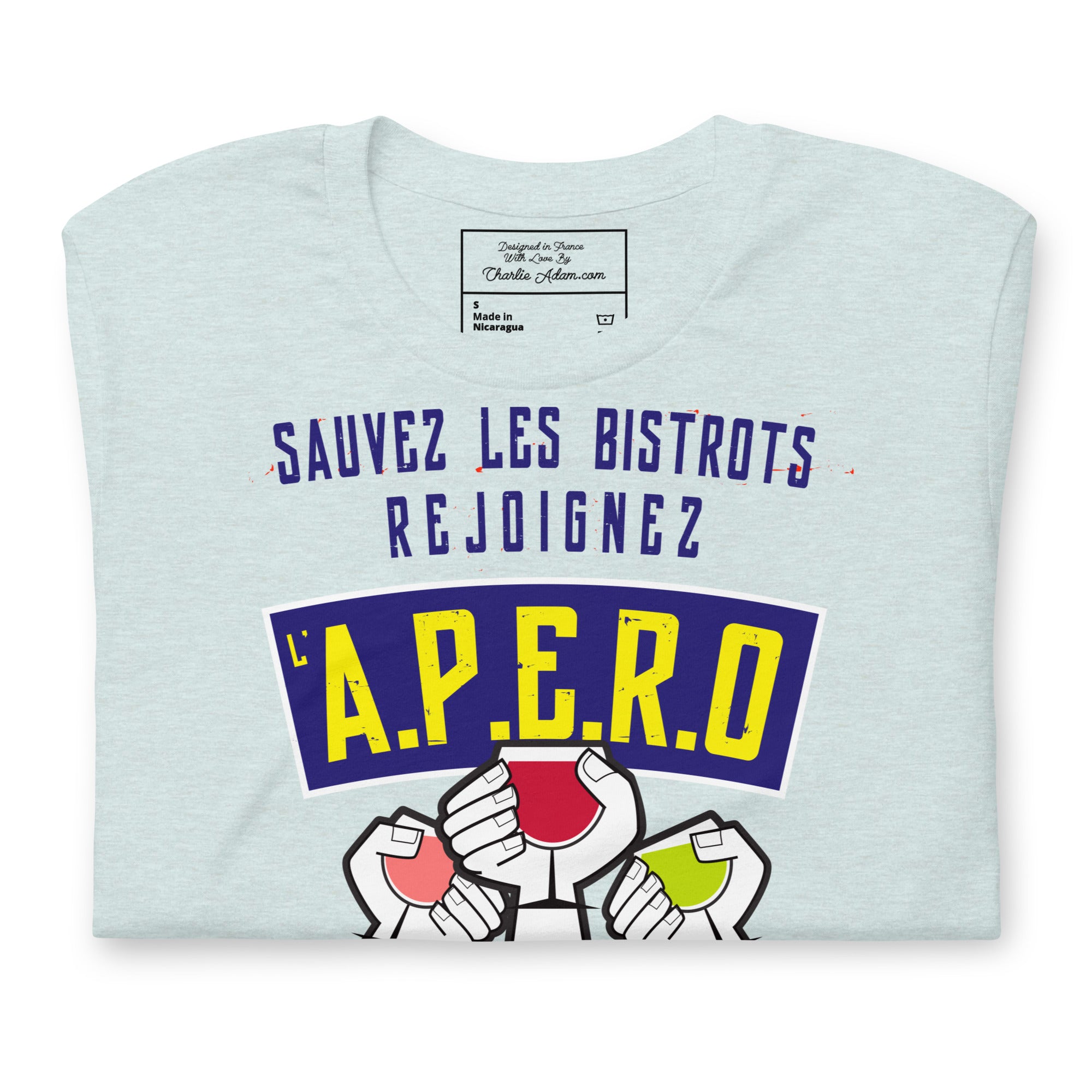 Unisex cotton t-shirt Sauvez les Bistrots, rejoignez l'Apéro on light heather colors