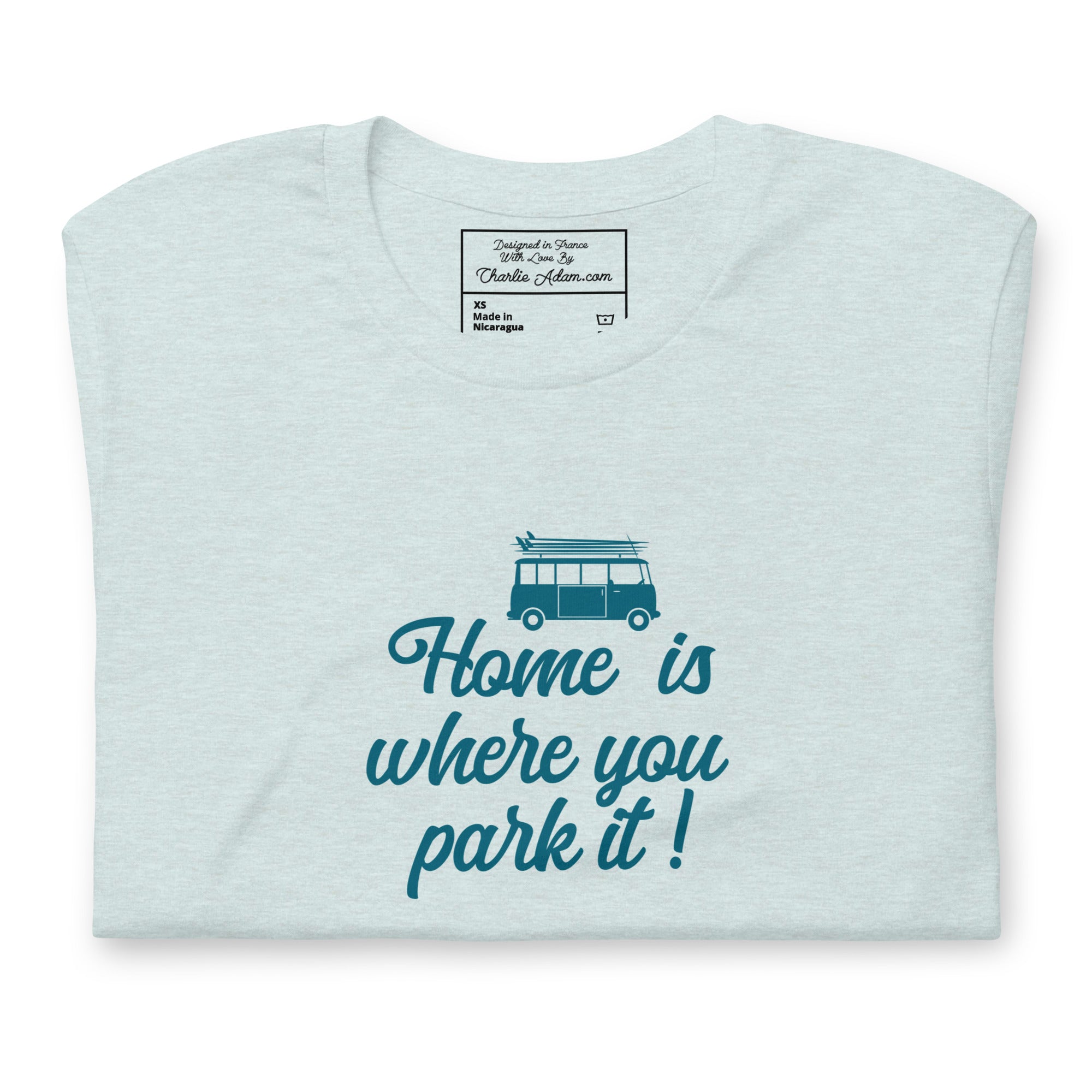 T-shirt en coton unisexe Blue Surf Combi sur couleurs chinées claires