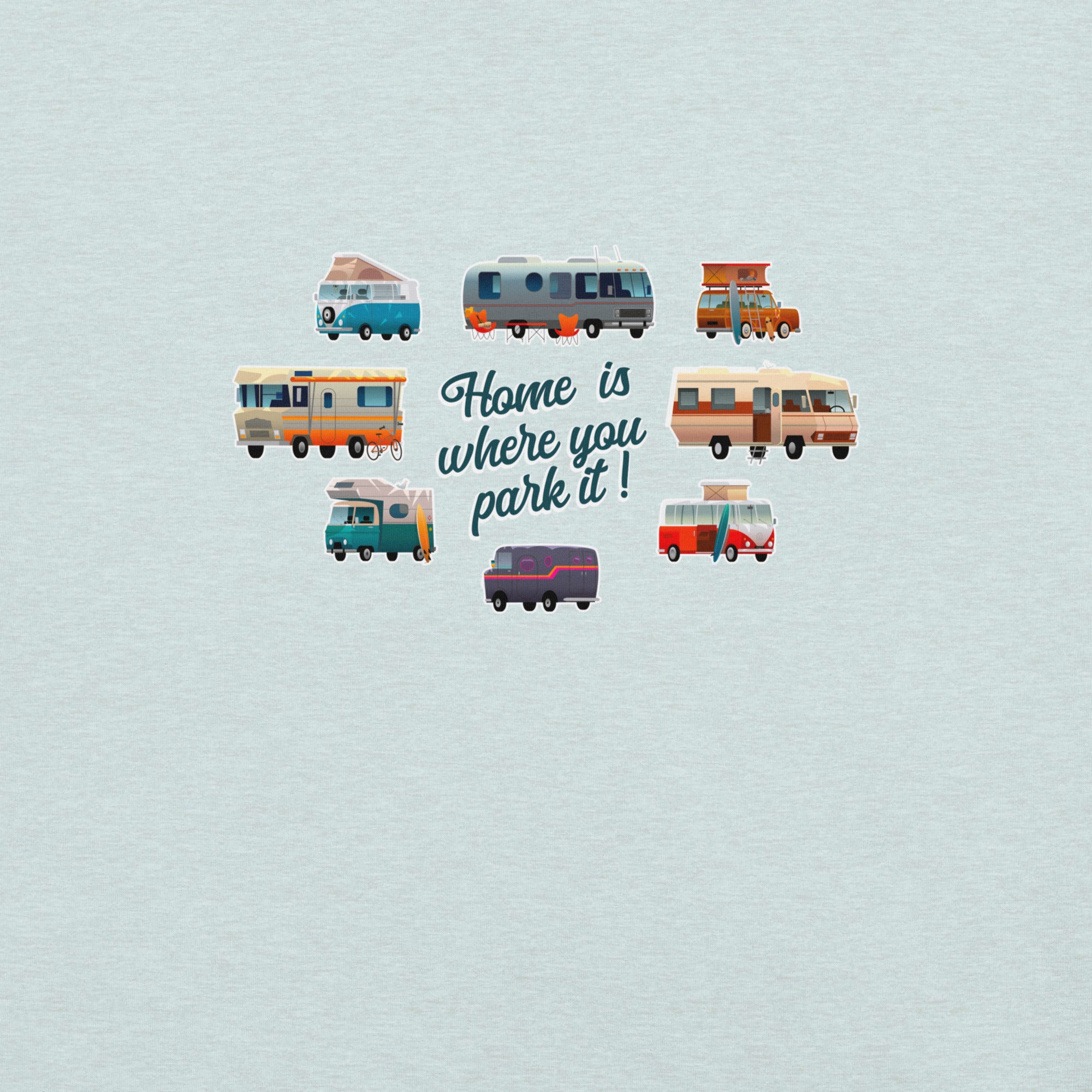 T-shirt en coton unisexe Square Vintage Campers sur couleurs chinées claires