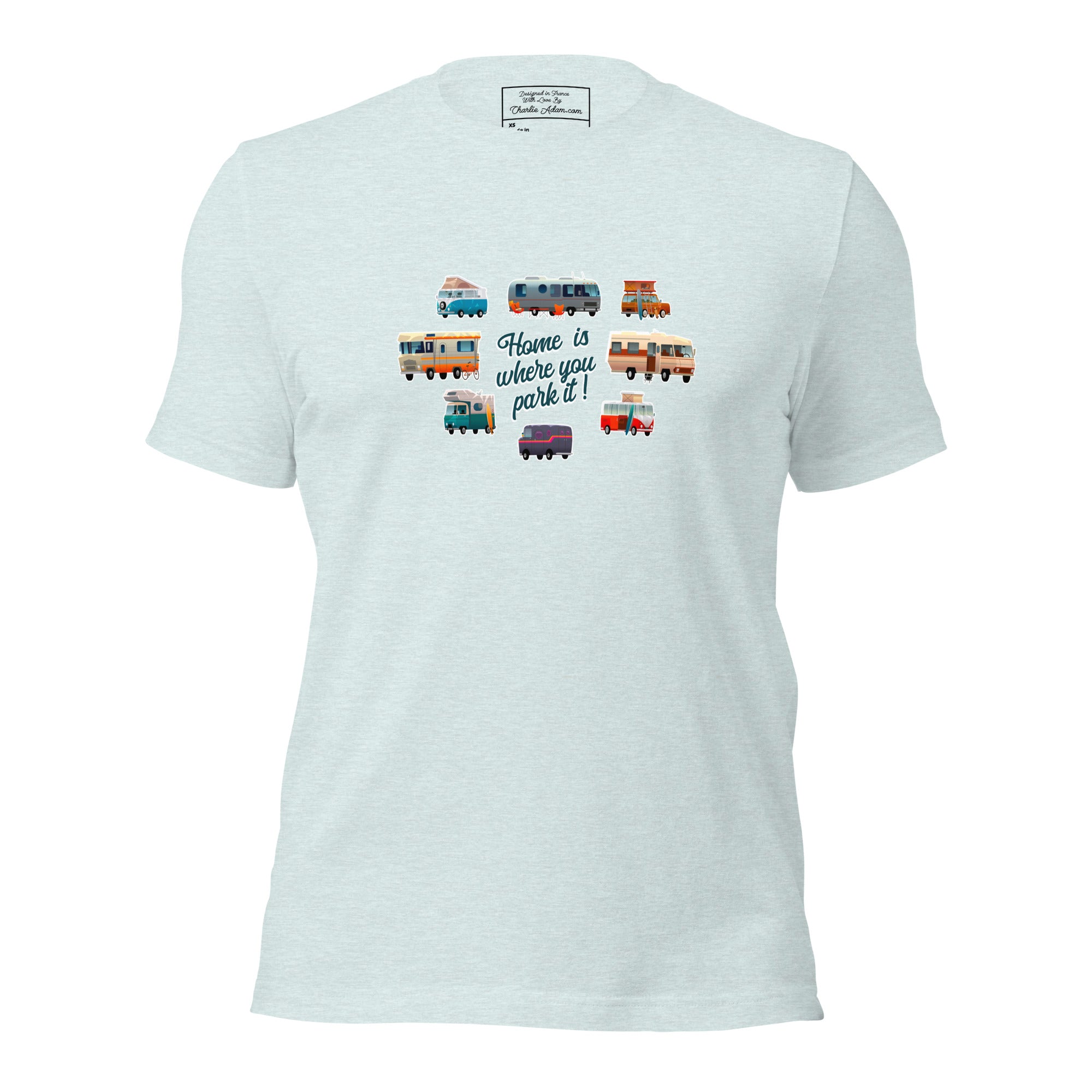 T-shirt en coton unisexe Square Vintage Campers sur couleurs chinées claires