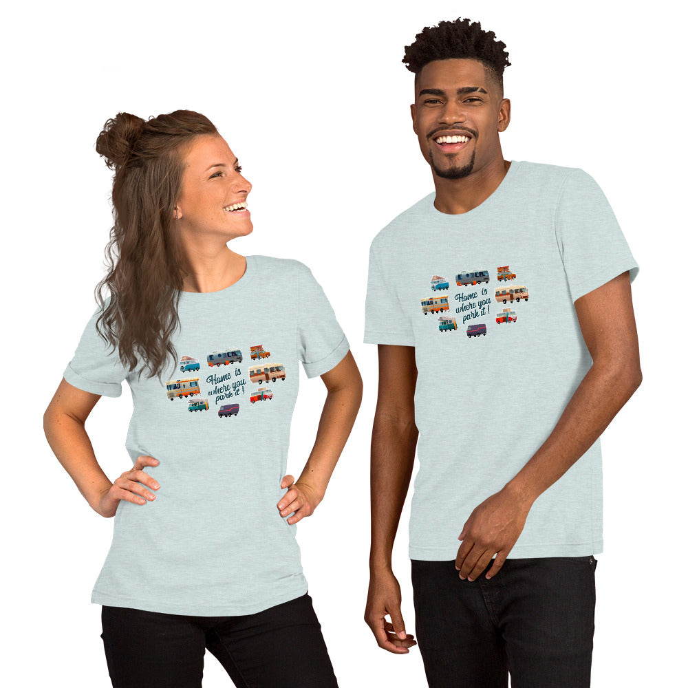 T-shirt en coton unisexe Square Vintage Campers sur couleurs chinées claires