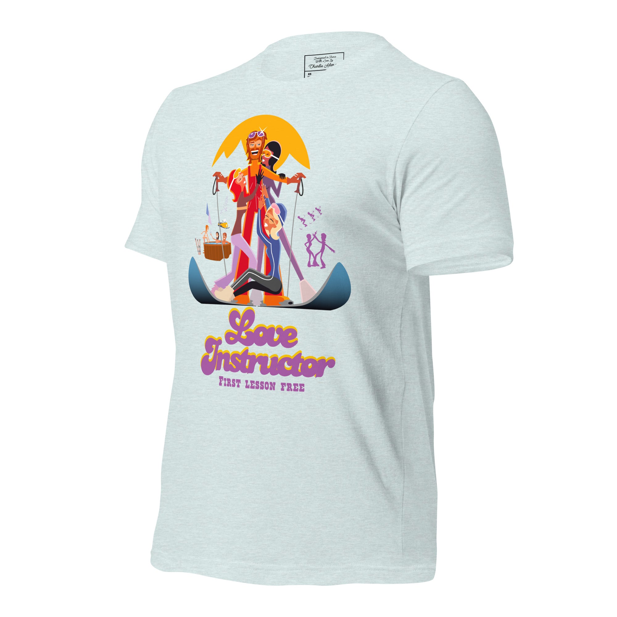 T-shirt en coton unisexe Love instructor First lesson free sur couleurs chinées claires