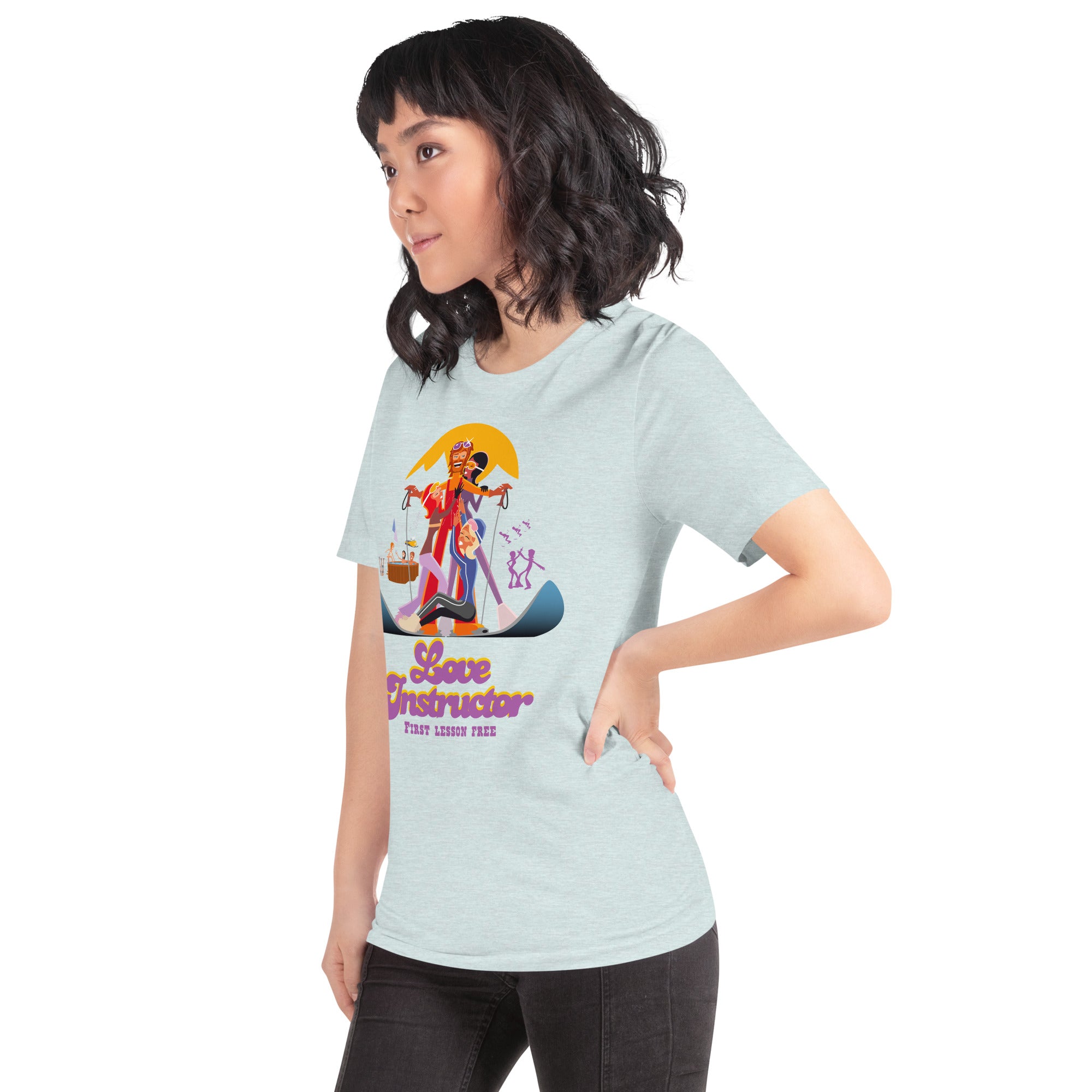 T-shirt en coton unisexe Love instructor First lesson free sur couleurs chinées claires