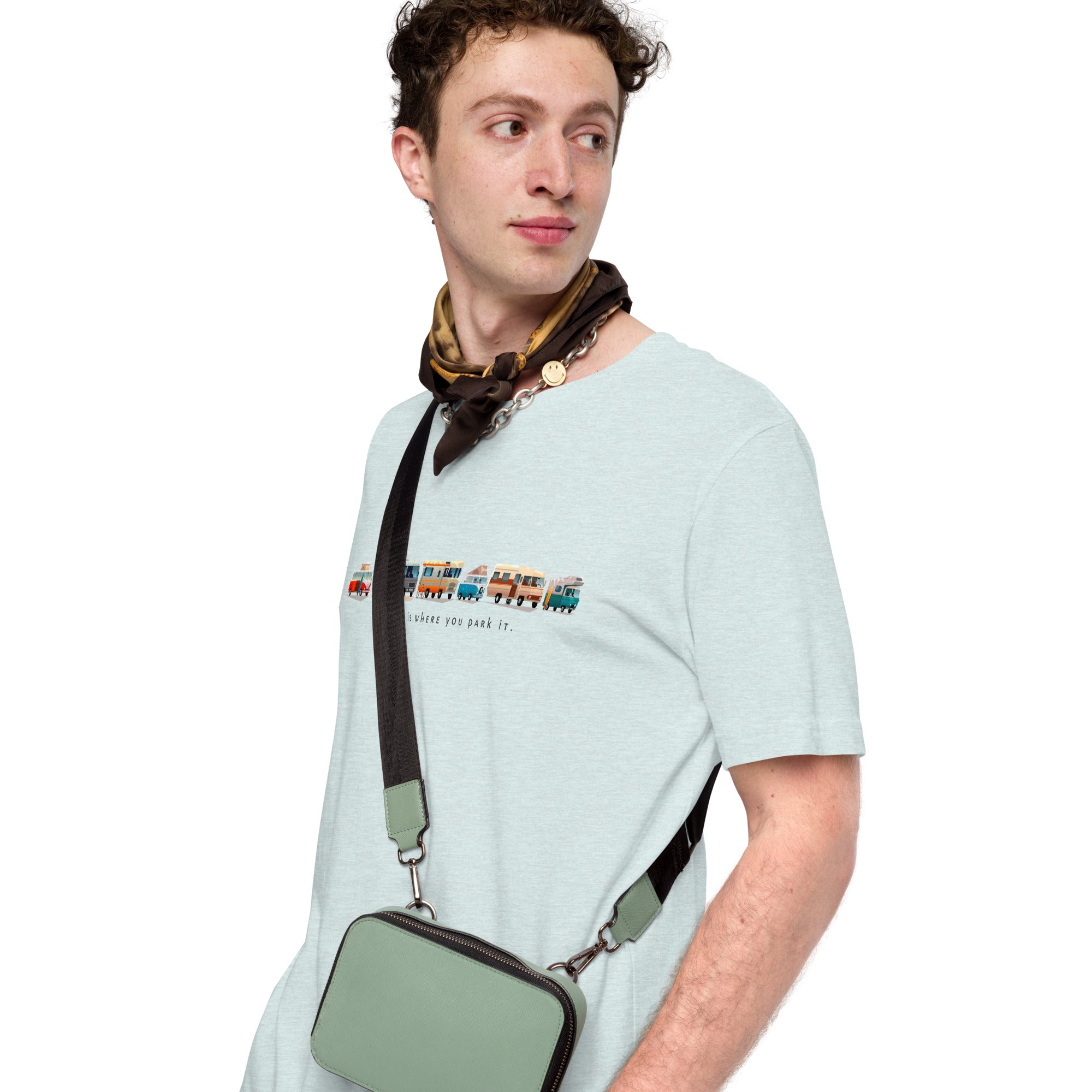T-shirt en coton unisexe Vintage Campers sur couleurs chinées claires