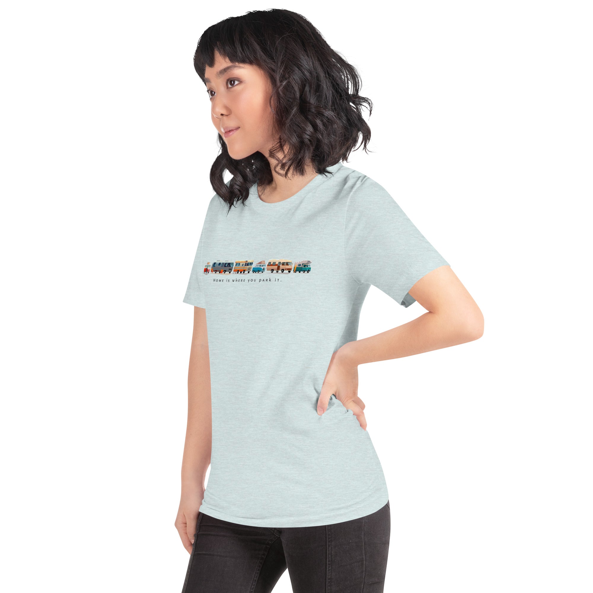 T-shirt en coton unisexe Vintage Campers sur couleurs chinées claires