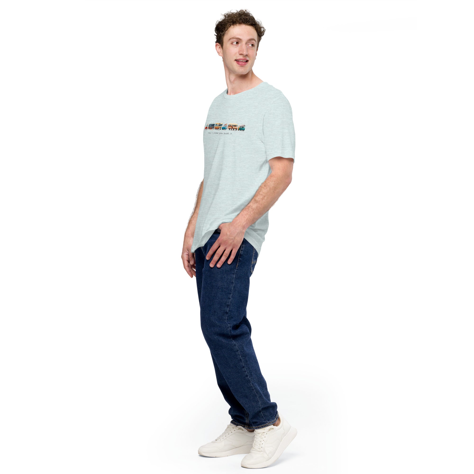 T-shirt en coton unisexe Vintage Campers sur couleurs chinées claires