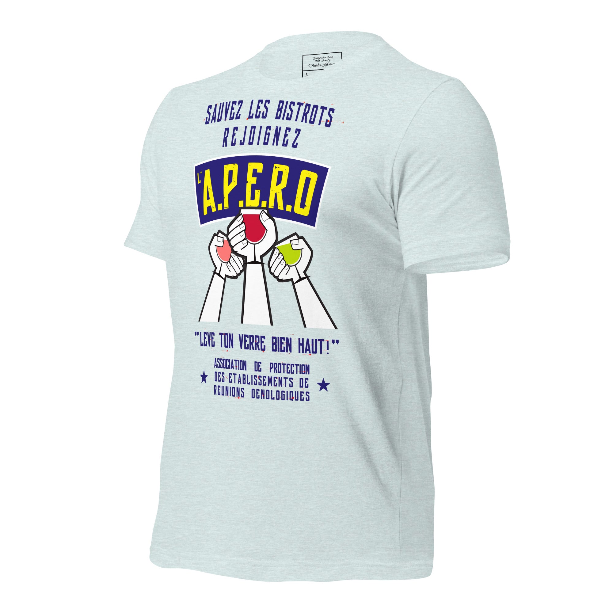 Unisex cotton t-shirt Sauvez les Bistrots, rejoignez l'Apéro on light heather colors