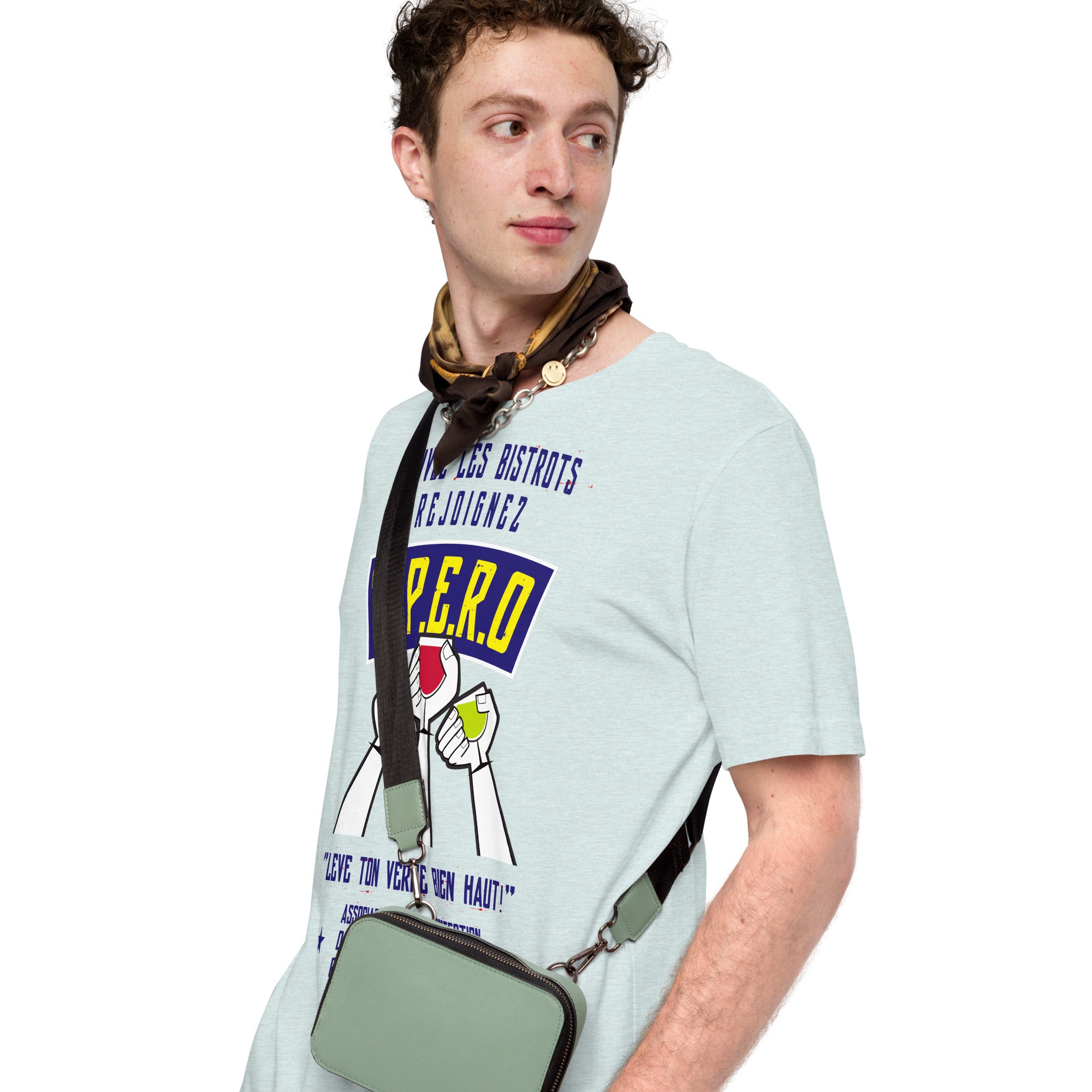 Unisex cotton t-shirt Sauvez les Bistrots, rejoignez l'Apéro on light heather colors