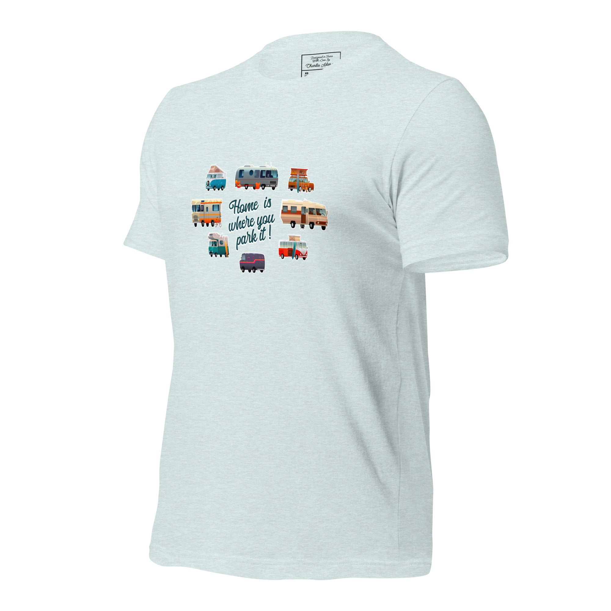 T-shirt en coton unisexe Square Vintage Campers sur couleurs chinées claires