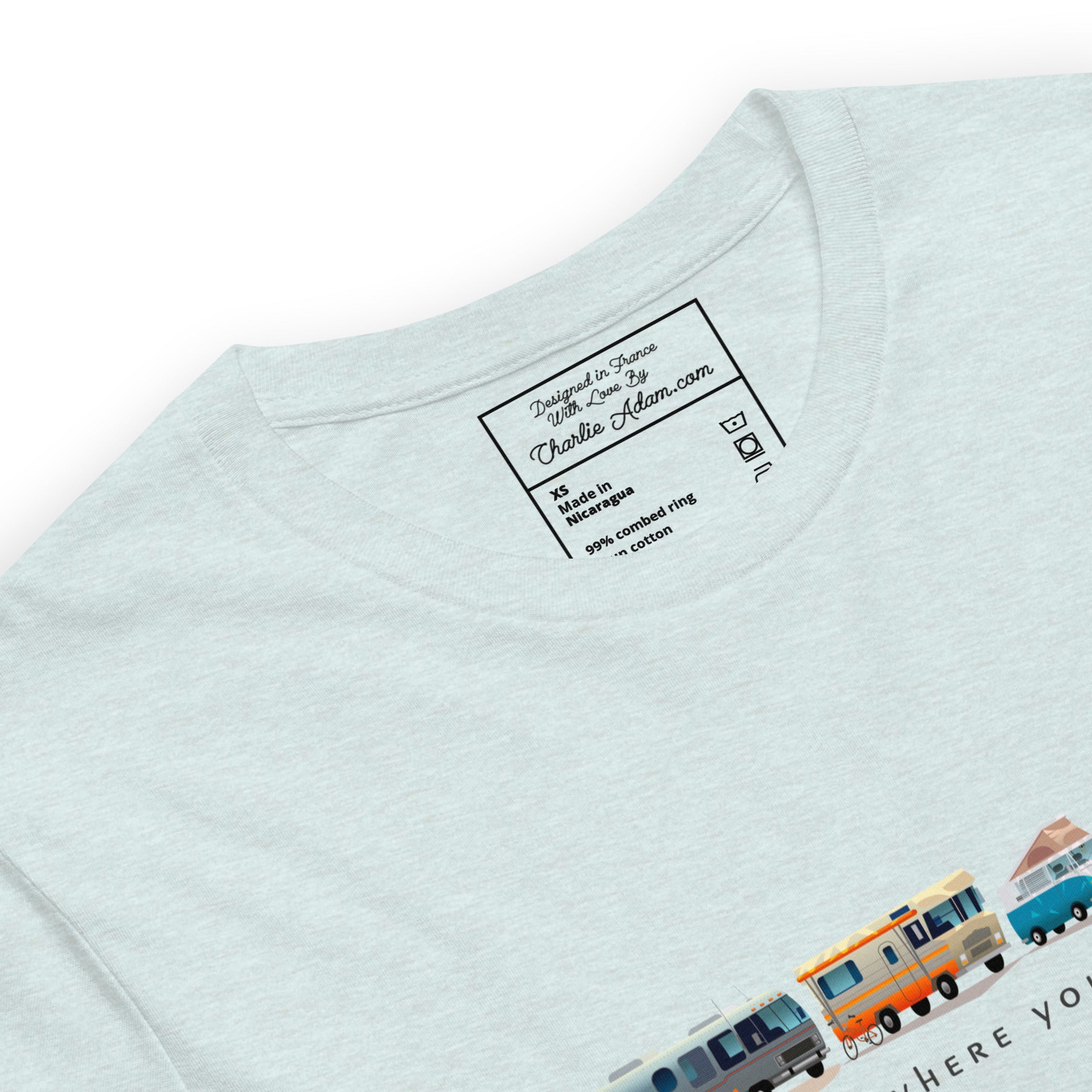 T-shirt en coton unisexe Vintage Campers sur couleurs chinées claires