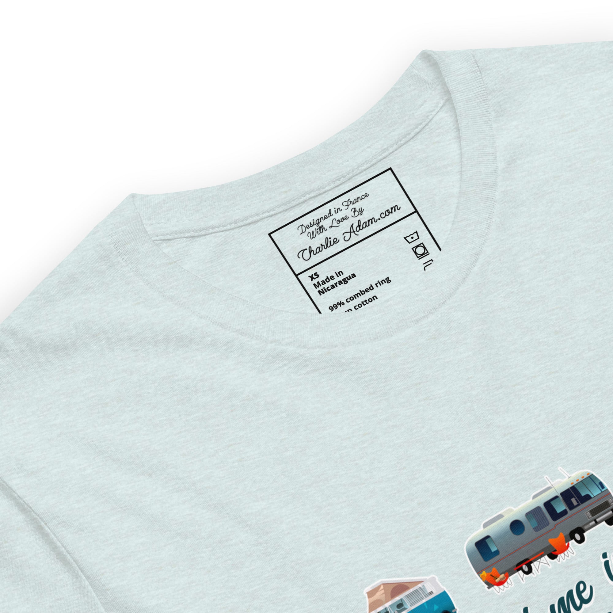 T-shirt en coton unisexe Square Vintage Campers sur couleurs chinées claires