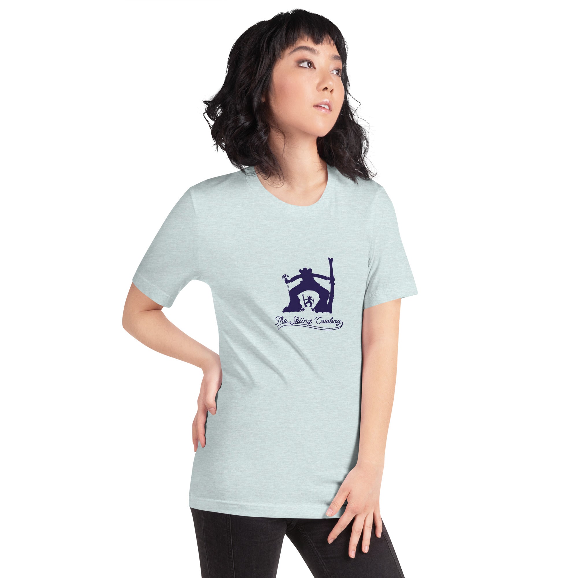 T-shirt en coton unisexe Ski Fight at OK Corral Silhouette sur couleurs chinées claires