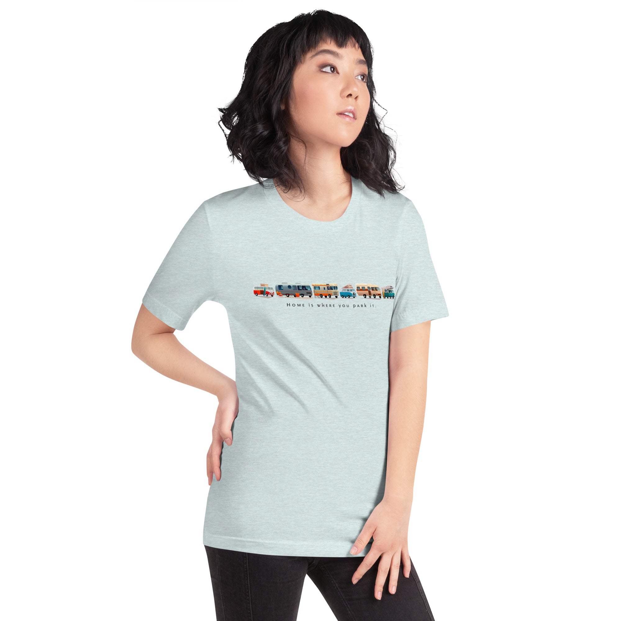 T-shirt en coton unisexe Vintage Campers sur couleurs chinées claires