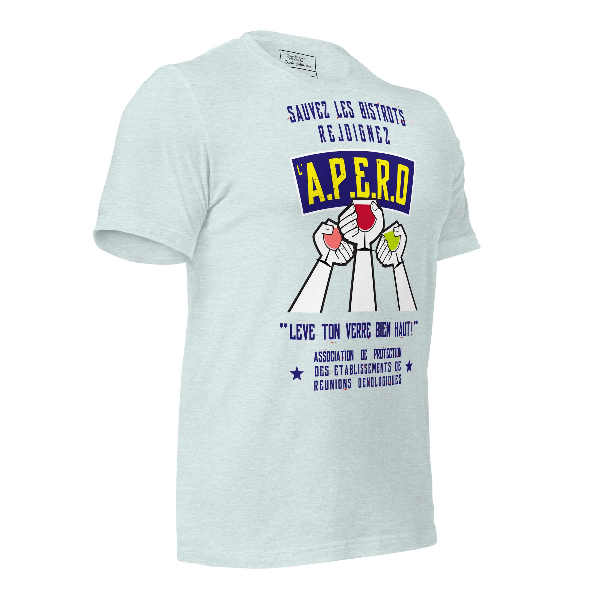 Unisex cotton t-shirt Sauvez les Bistrots, rejoignez l'Apéro on light heather colors