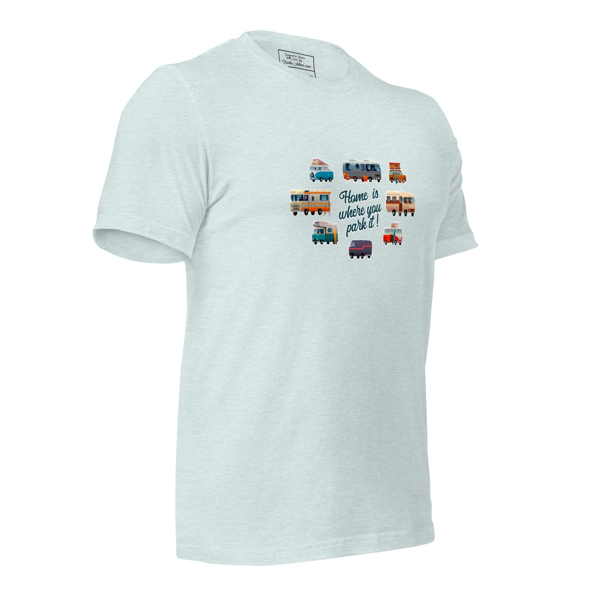 T-shirt en coton unisexe Square Vintage Campers sur couleurs chinées claires