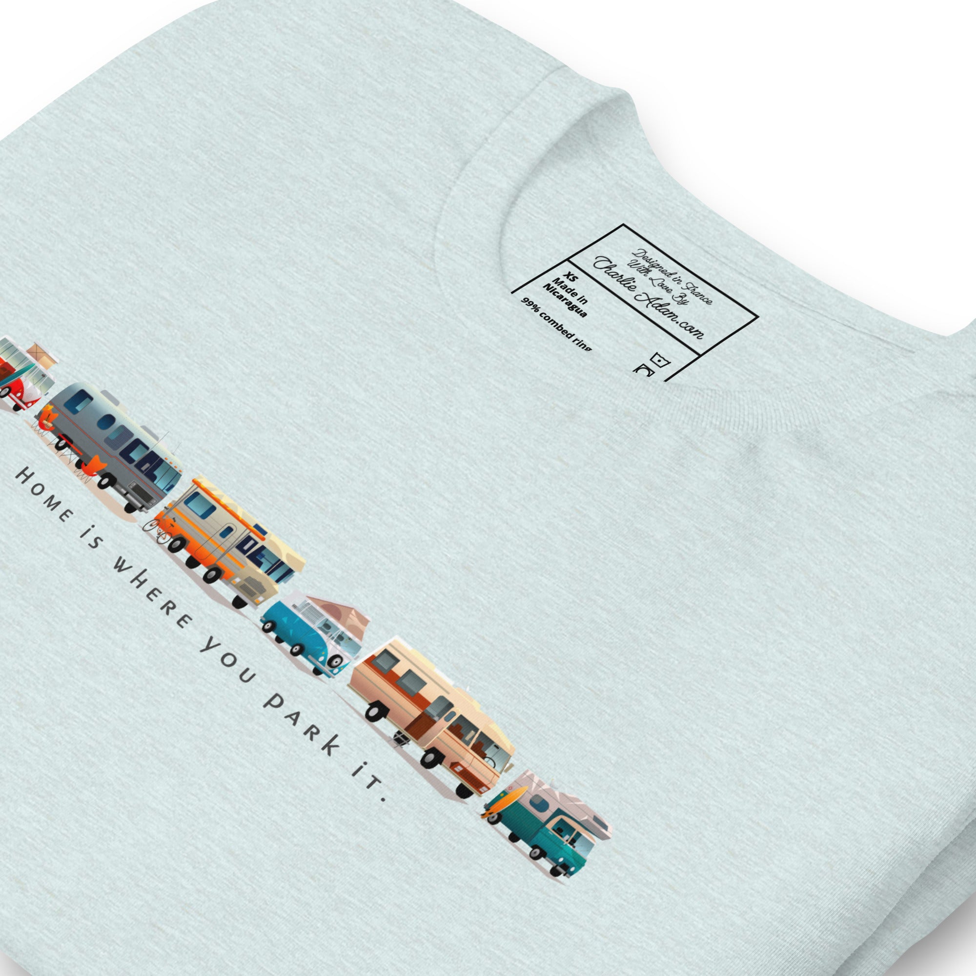 T-shirt en coton unisexe Vintage Campers sur couleurs chinées claires