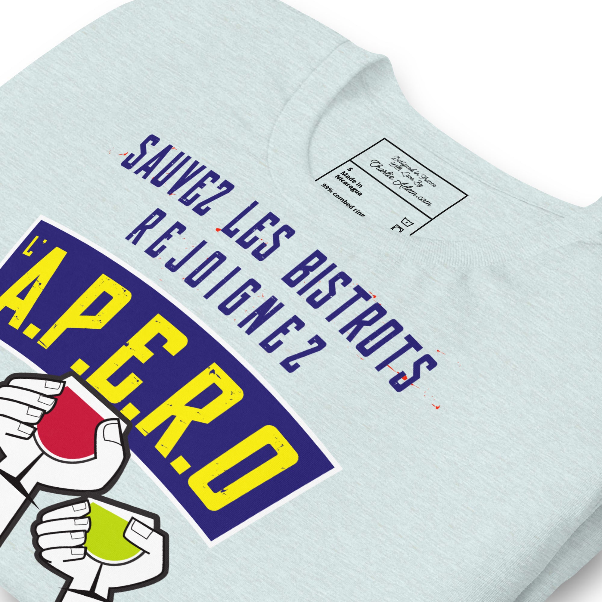 Unisex cotton t-shirt Sauvez les Bistrots, rejoignez l'Apéro on light heather colors