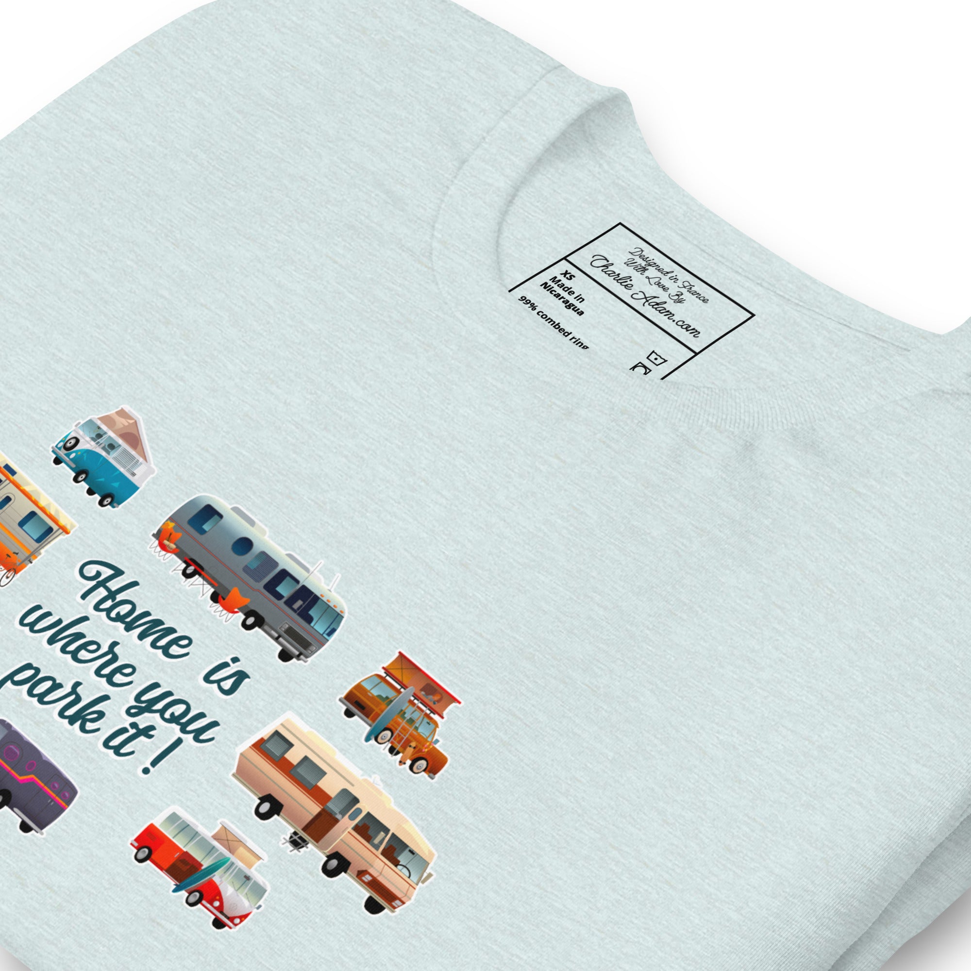 T-shirt en coton unisexe Square Vintage Campers sur couleurs chinées claires