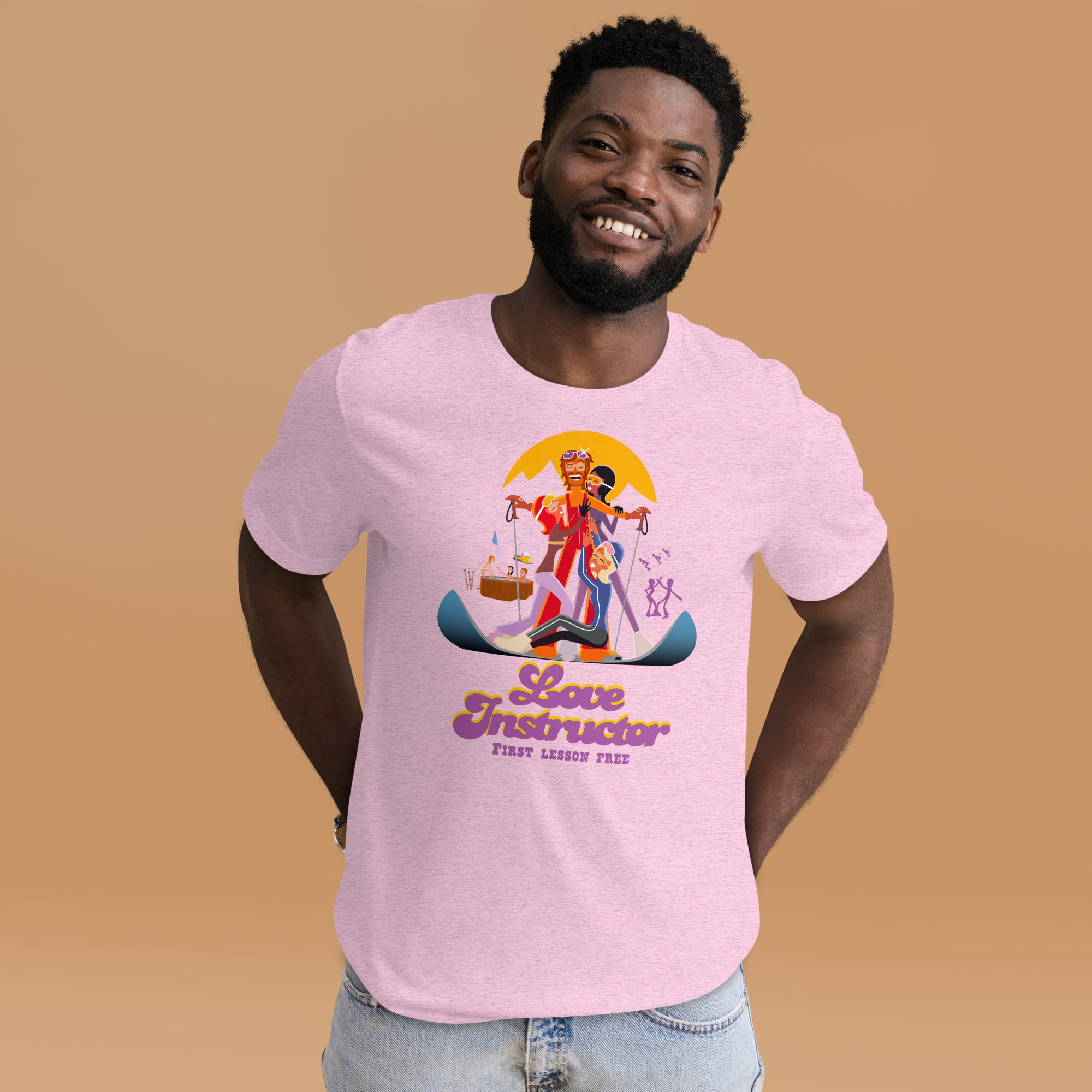 T-shirt en coton unisexe Love instructor First lesson free sur couleurs chinées claires