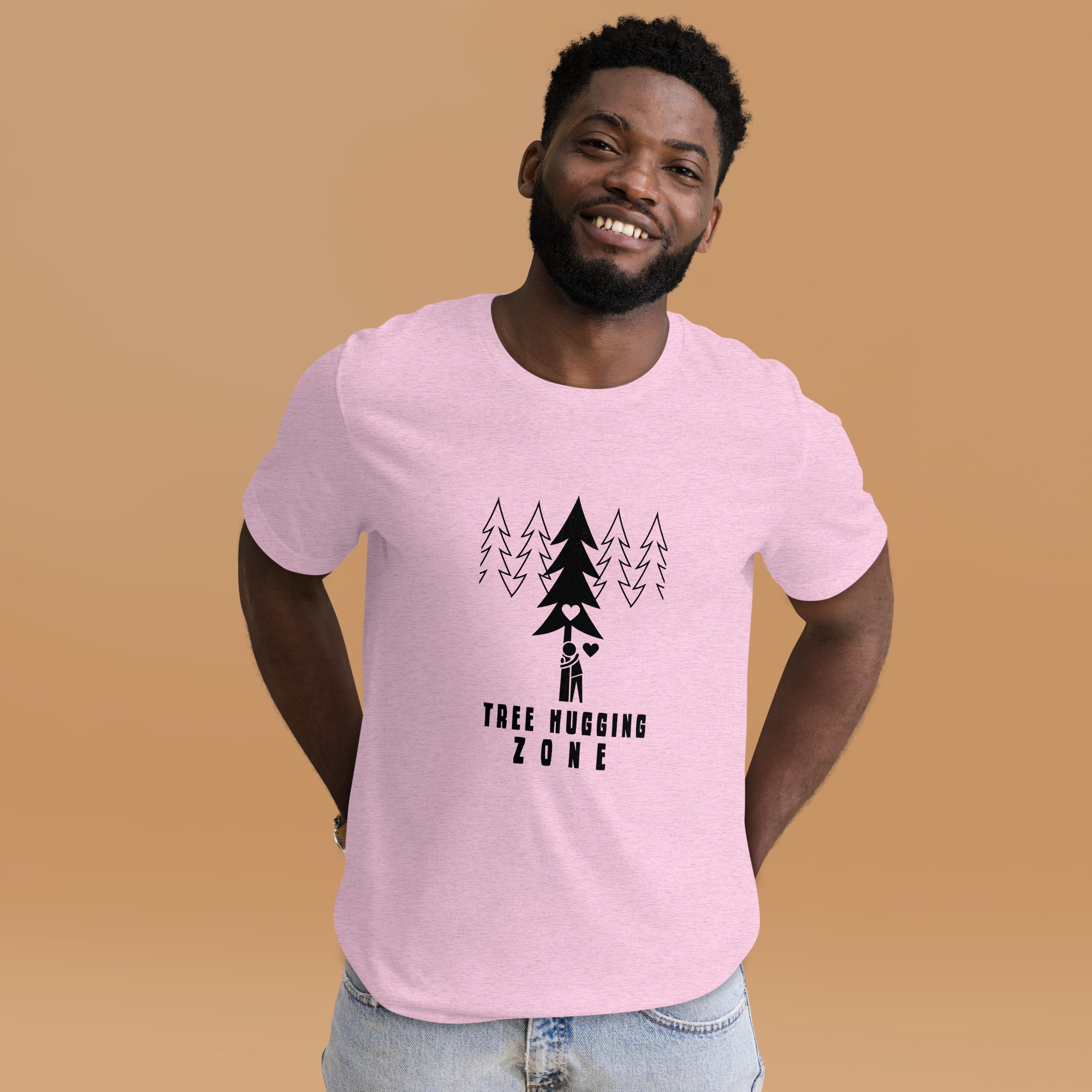 Unisex t-shirt Tree hugging zone on light heather colors