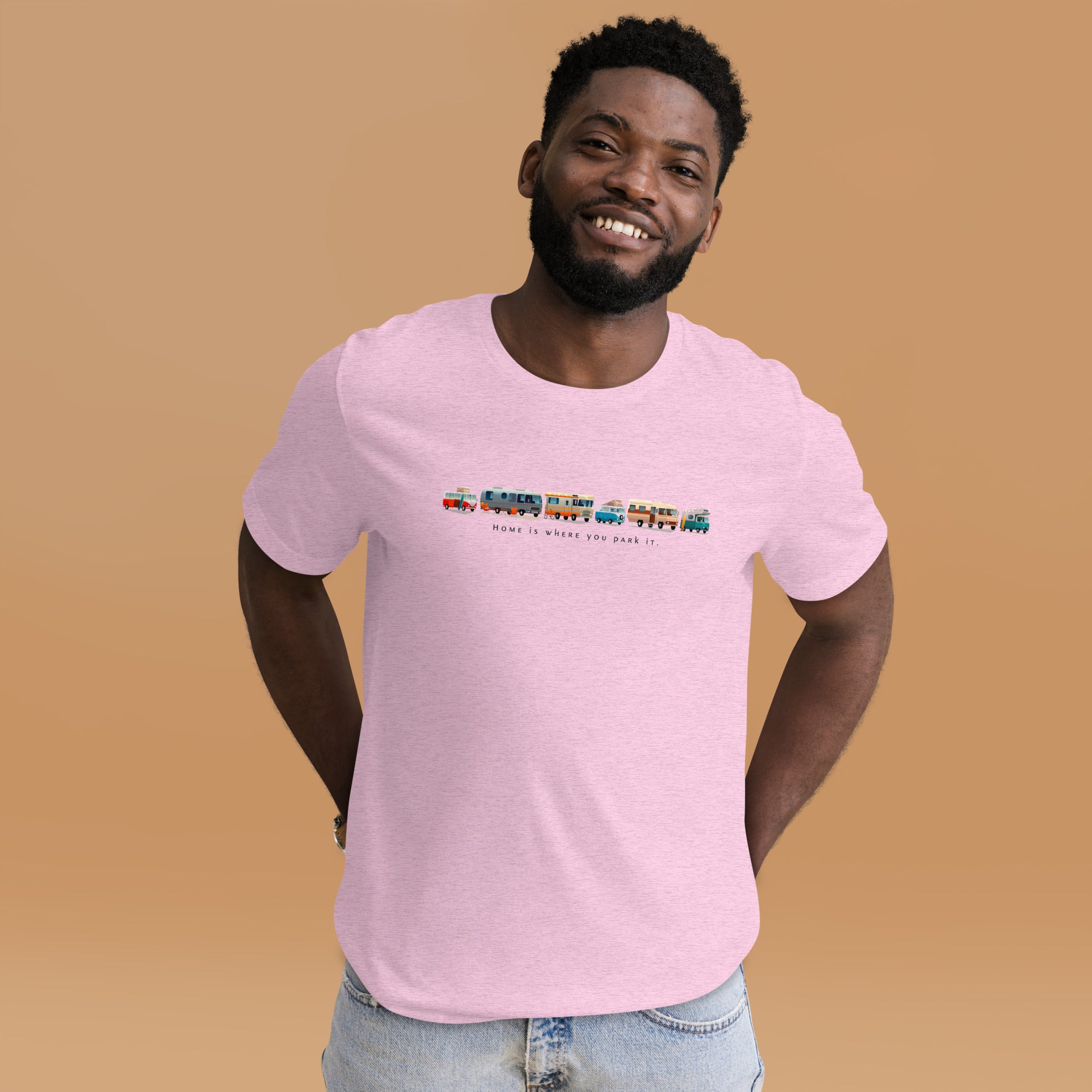 T-shirt en coton unisexe Vintage Campers sur couleurs chinées claires