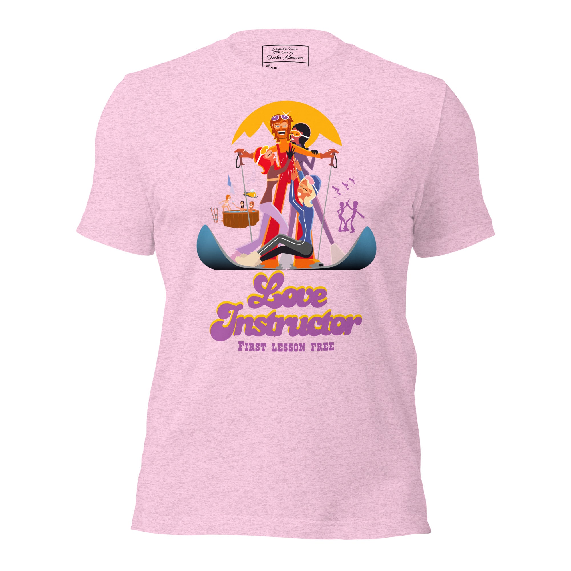 T-shirt en coton unisexe Love instructor First lesson free sur couleurs chinées claires